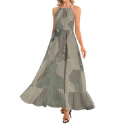 Camo Maxi Dress | Dirty Brown | Ruffle Hem Camo Colors