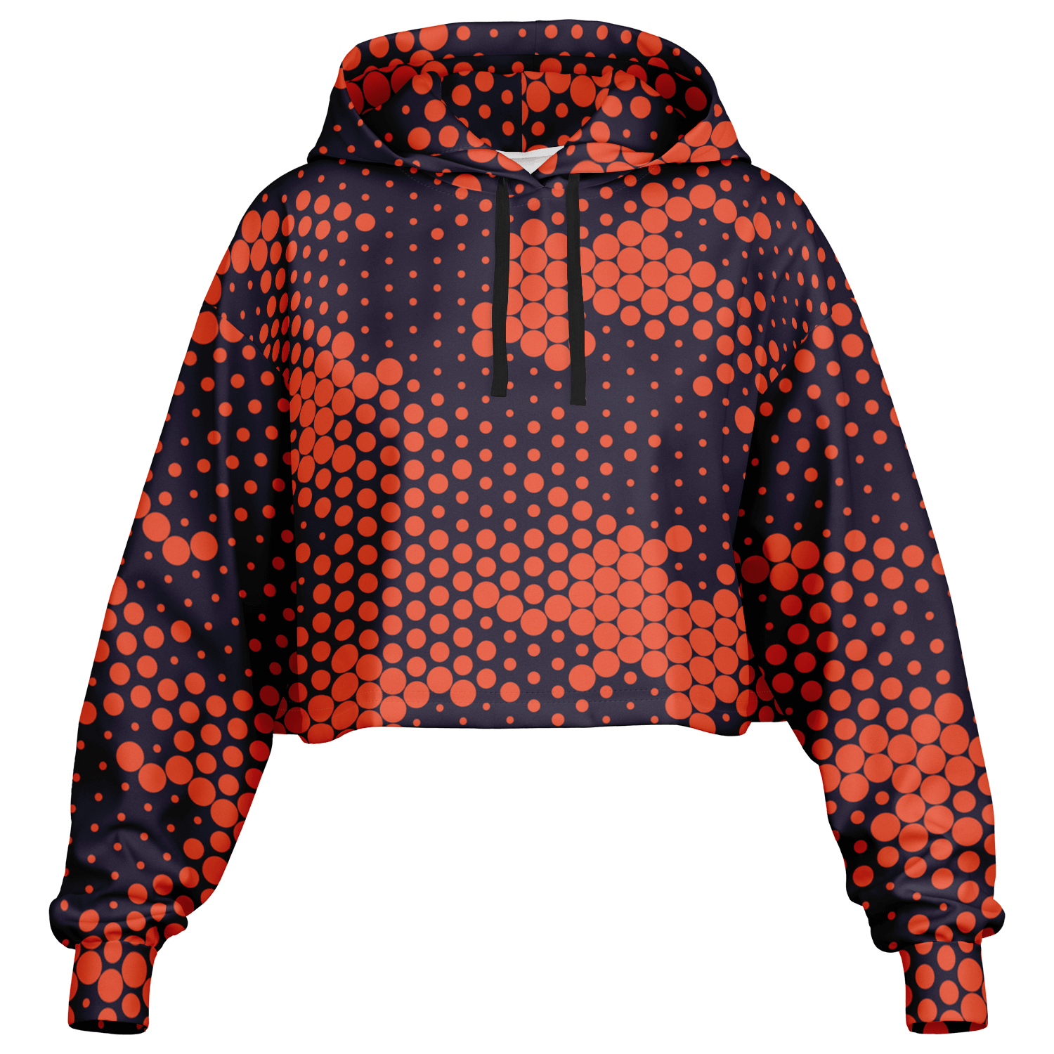 Cropped Hoodie | Orange & Blue Digital Dotted Camouflage Camo Colors