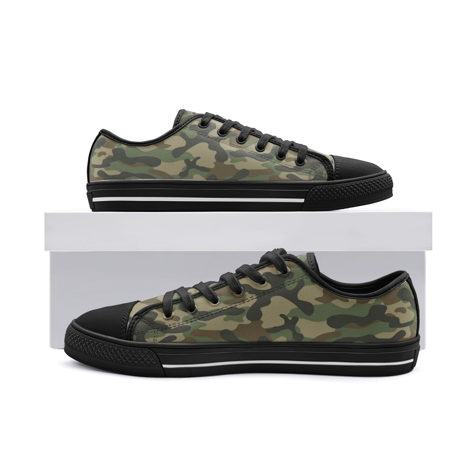 Camo Shoes | Low Top Canvas | Military Brown Camouflage Camo Colors