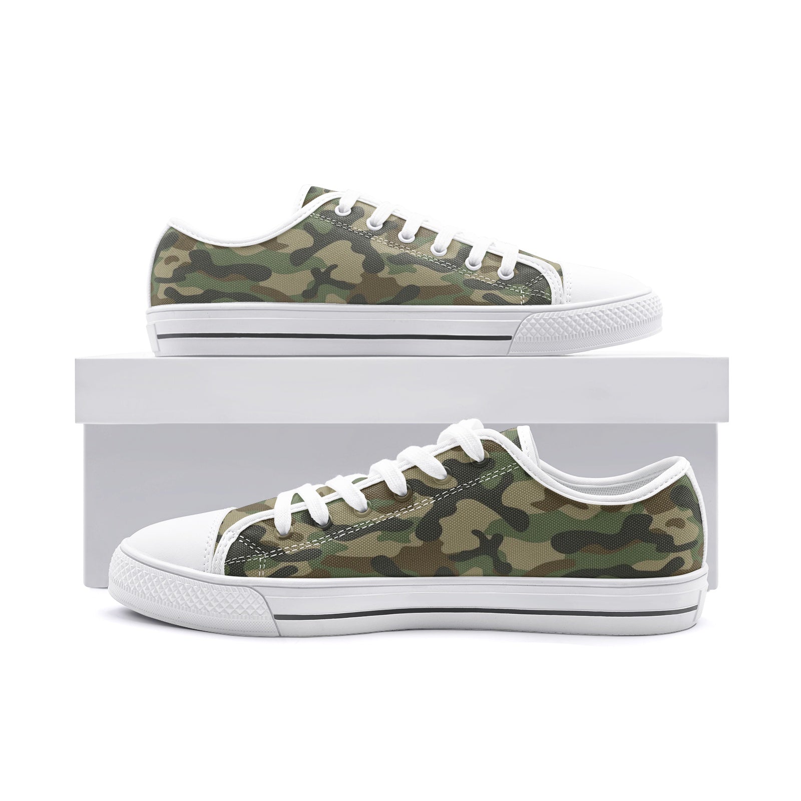 Camo Shoes | Low Top Canvas | Military Brown Camouflage Camo Colors