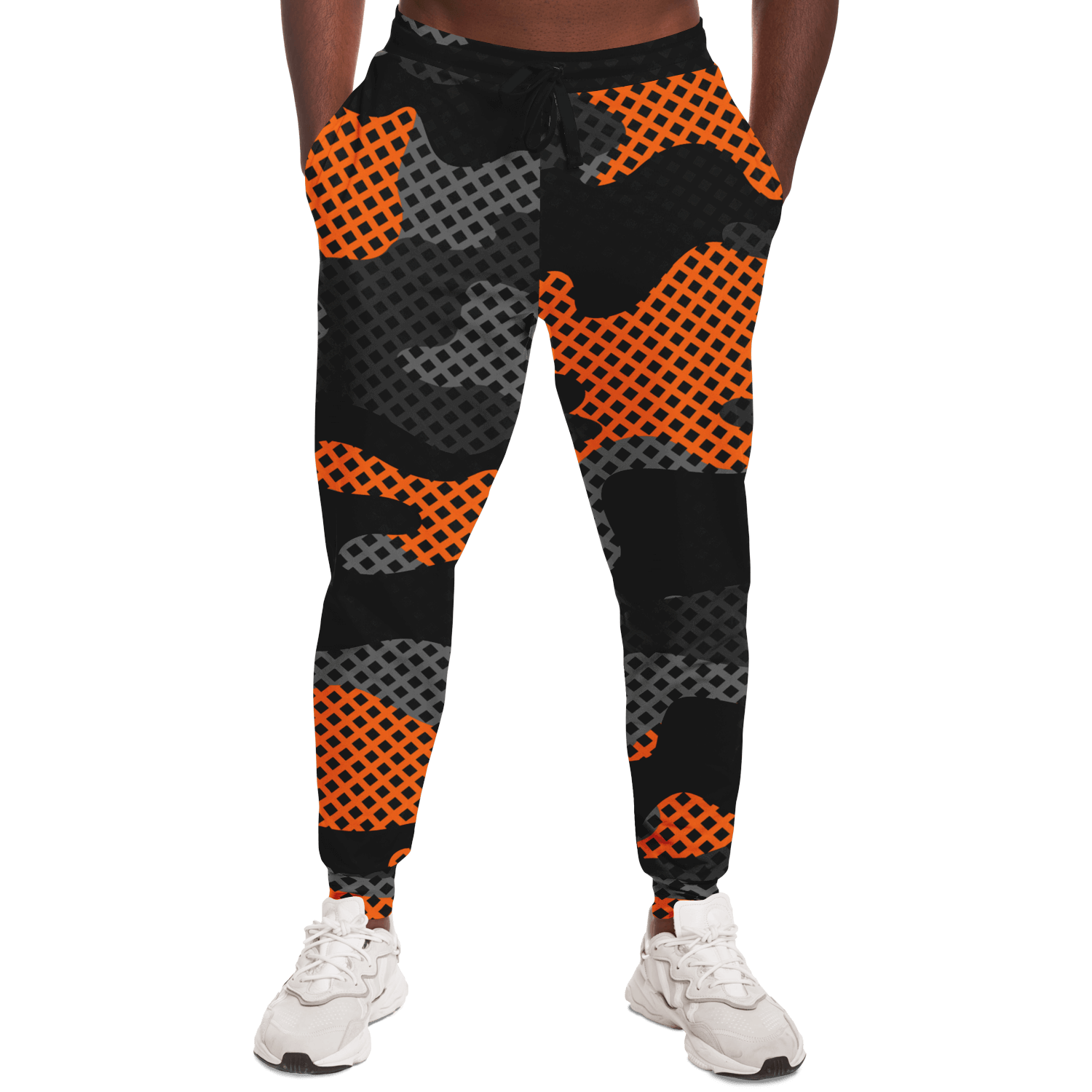 Camo Sweatpants | Unisex | Black & Orange Pixel Pattern Camo Colors