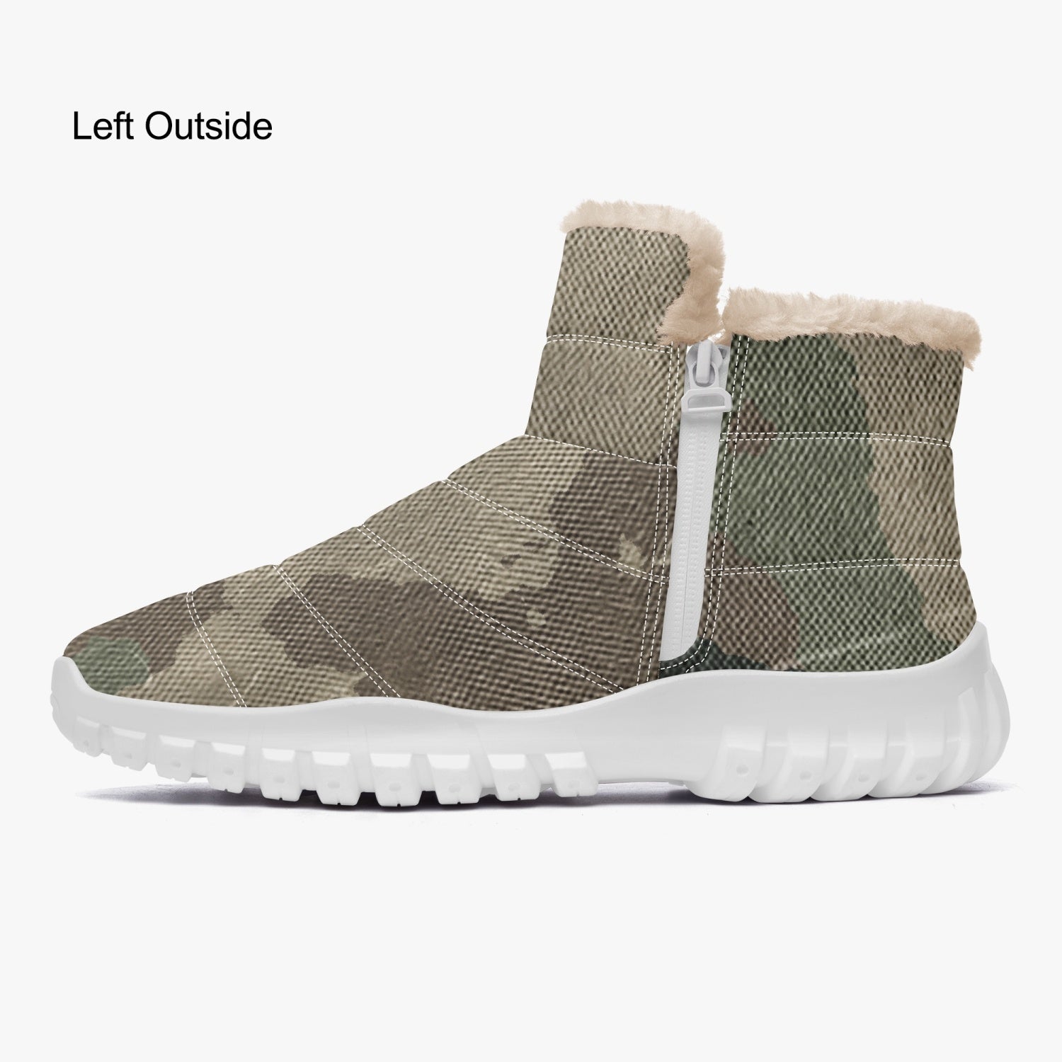Camo Boots | Cotton-pad Fur Zipper Up | Dirty Brown Camo Colors