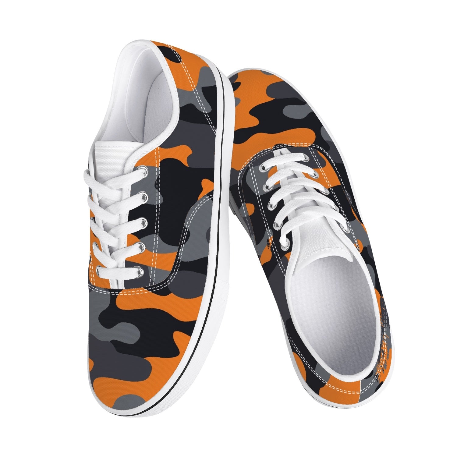Camo Skate Shoes | Orange, Black, and Gray Camouflage Camo Colors