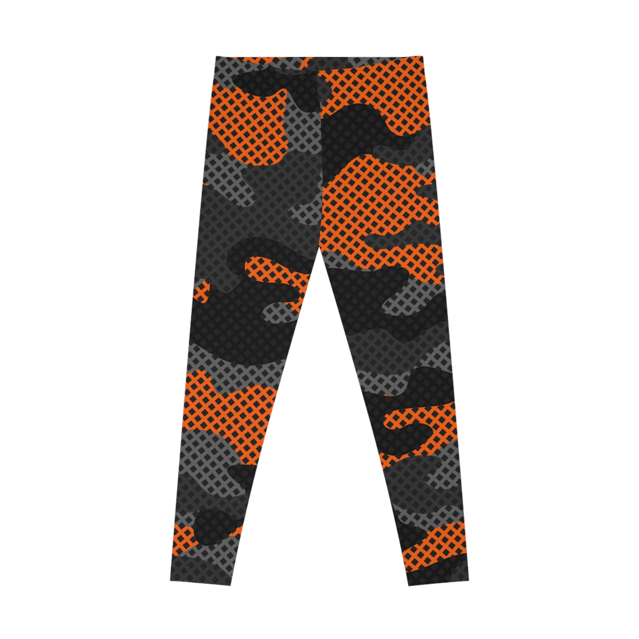 Black & Orange Camo Leggings For Women | Mid Waist Fit Camo Colors
