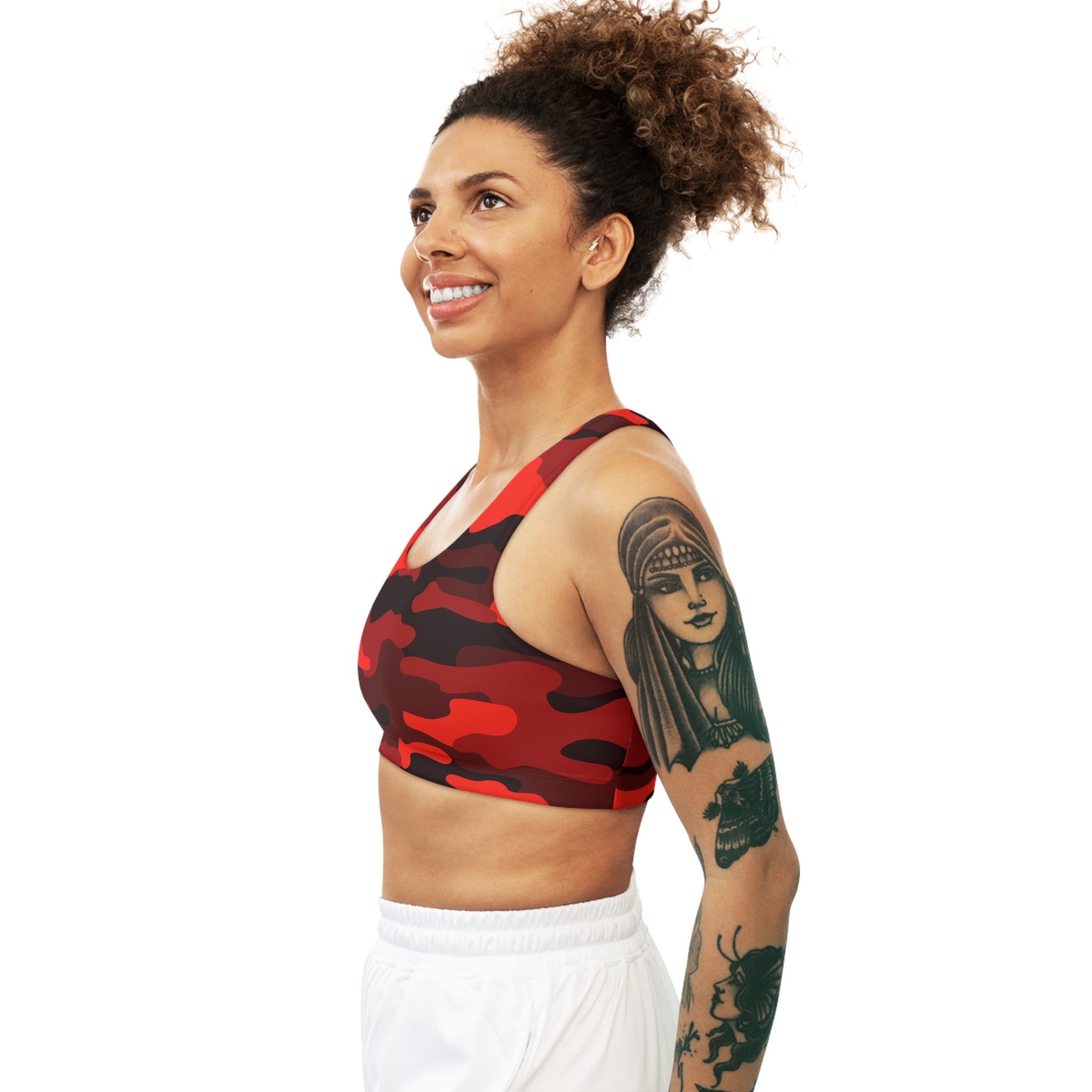 Camo Bra | Scarlet Red & Black Sports Camouflage Camo Colors