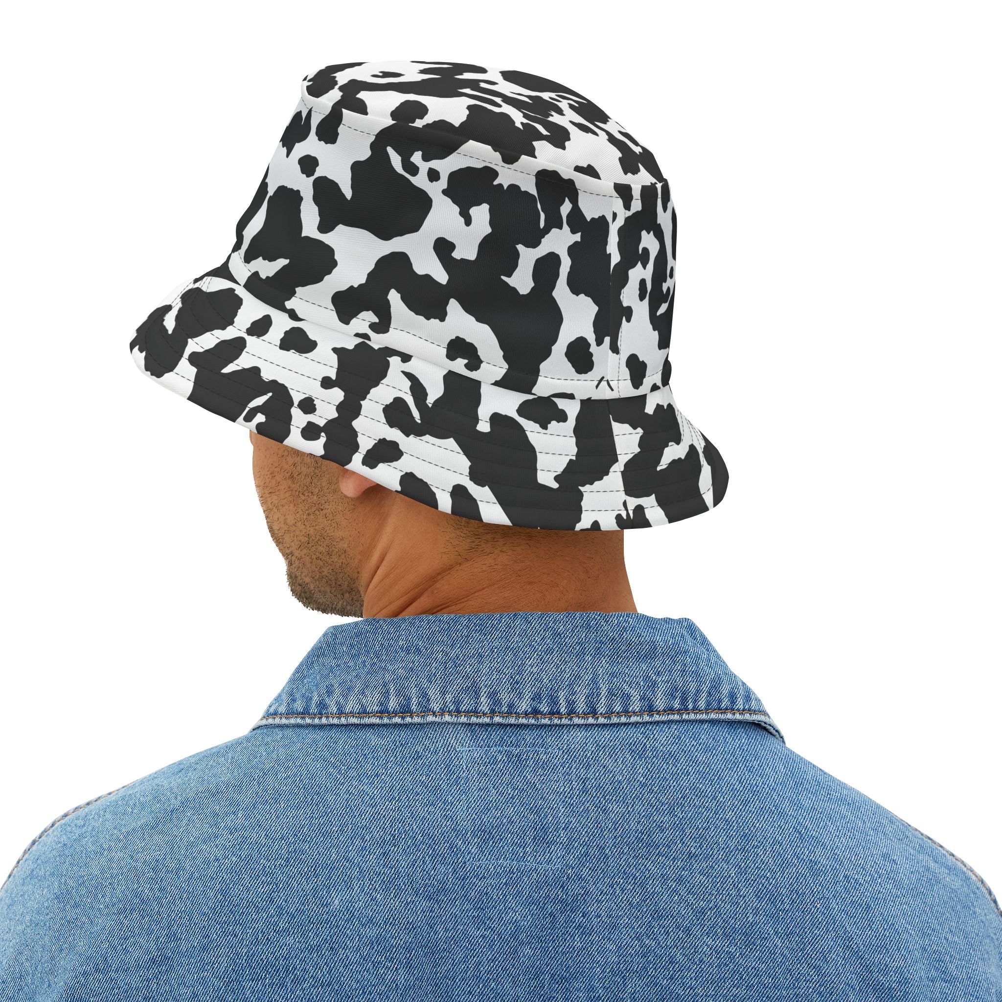 Camo Bucket Hat | Black & White Cow Camouflage Camo Colors