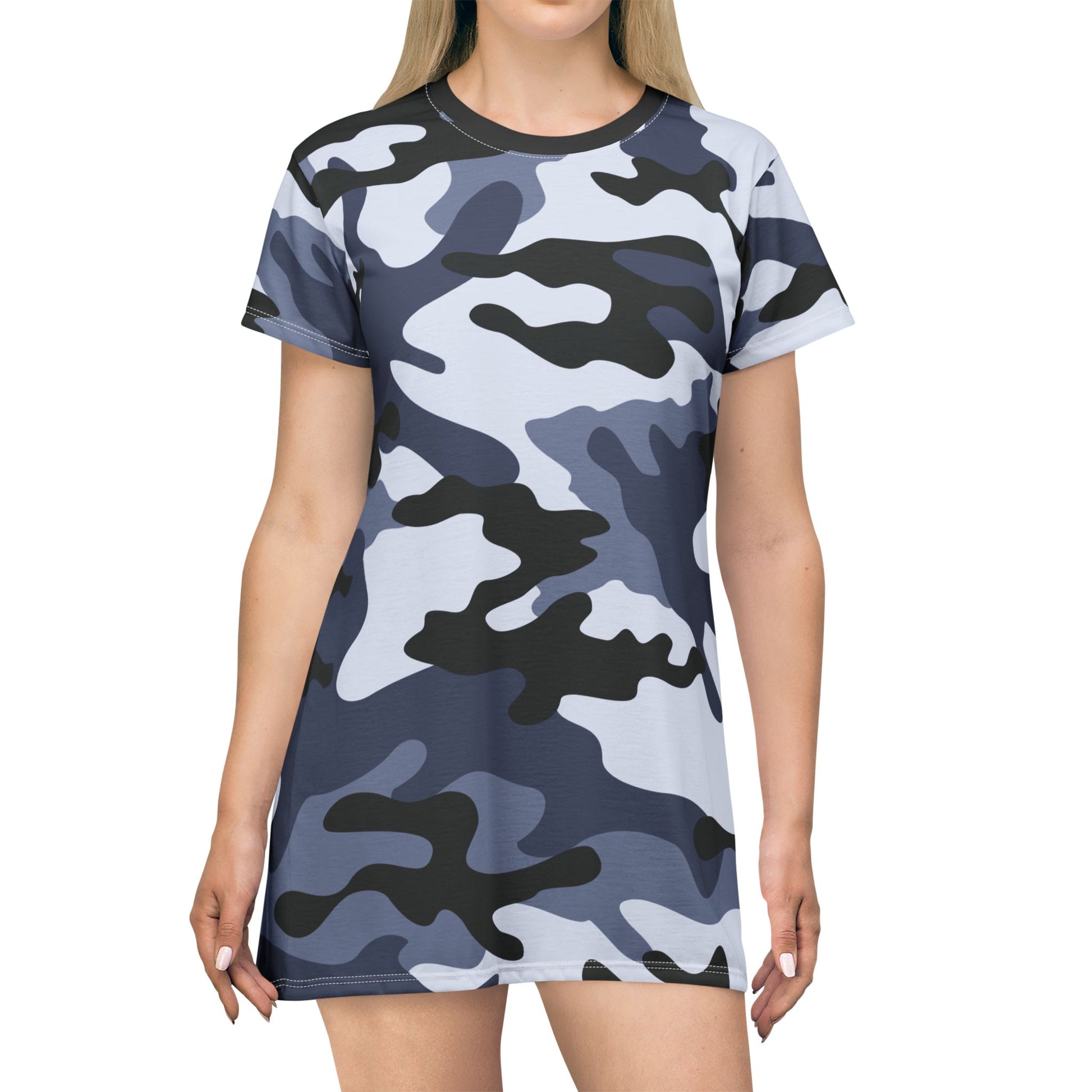 Camo T-Shirt Dress | Light Blue Camouflage Camo Colors