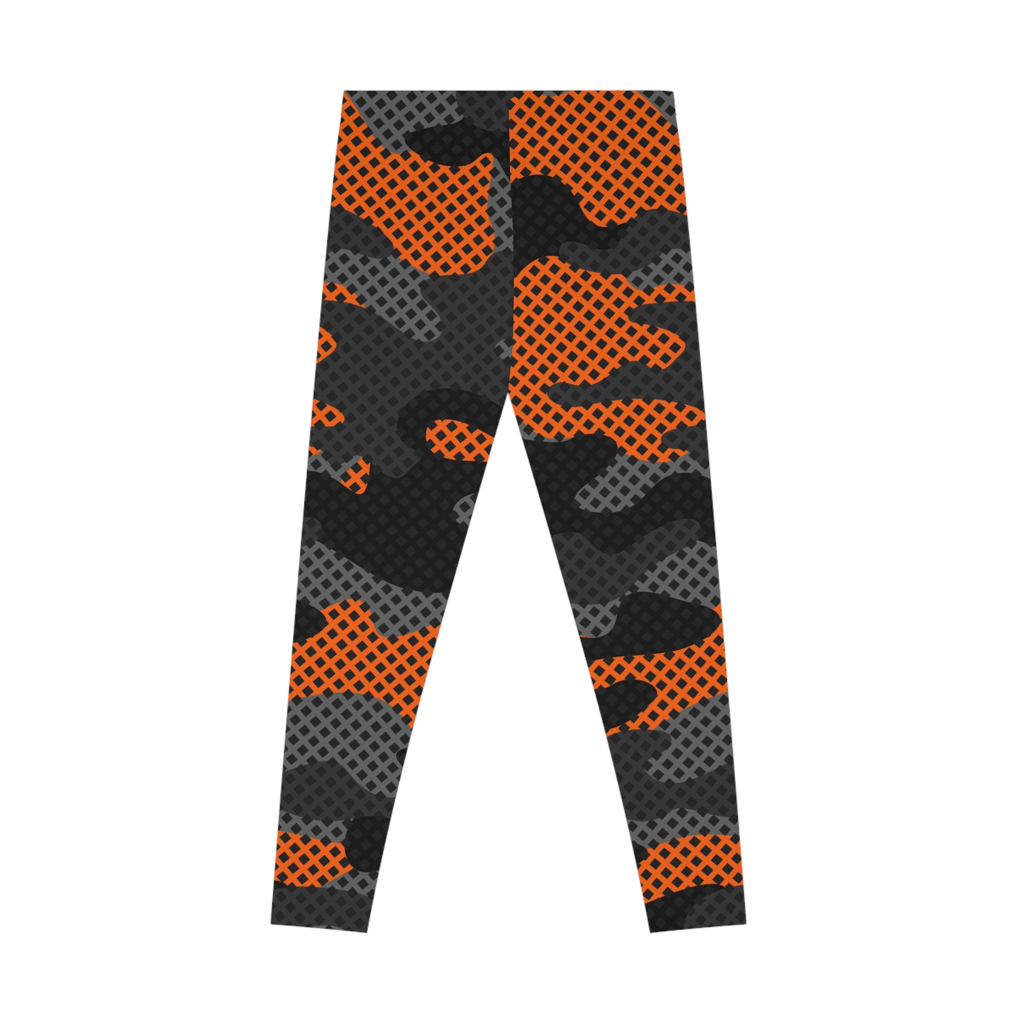 Black & Orange Camo Leggings For Women | Mid Waist Fit Camo Colors