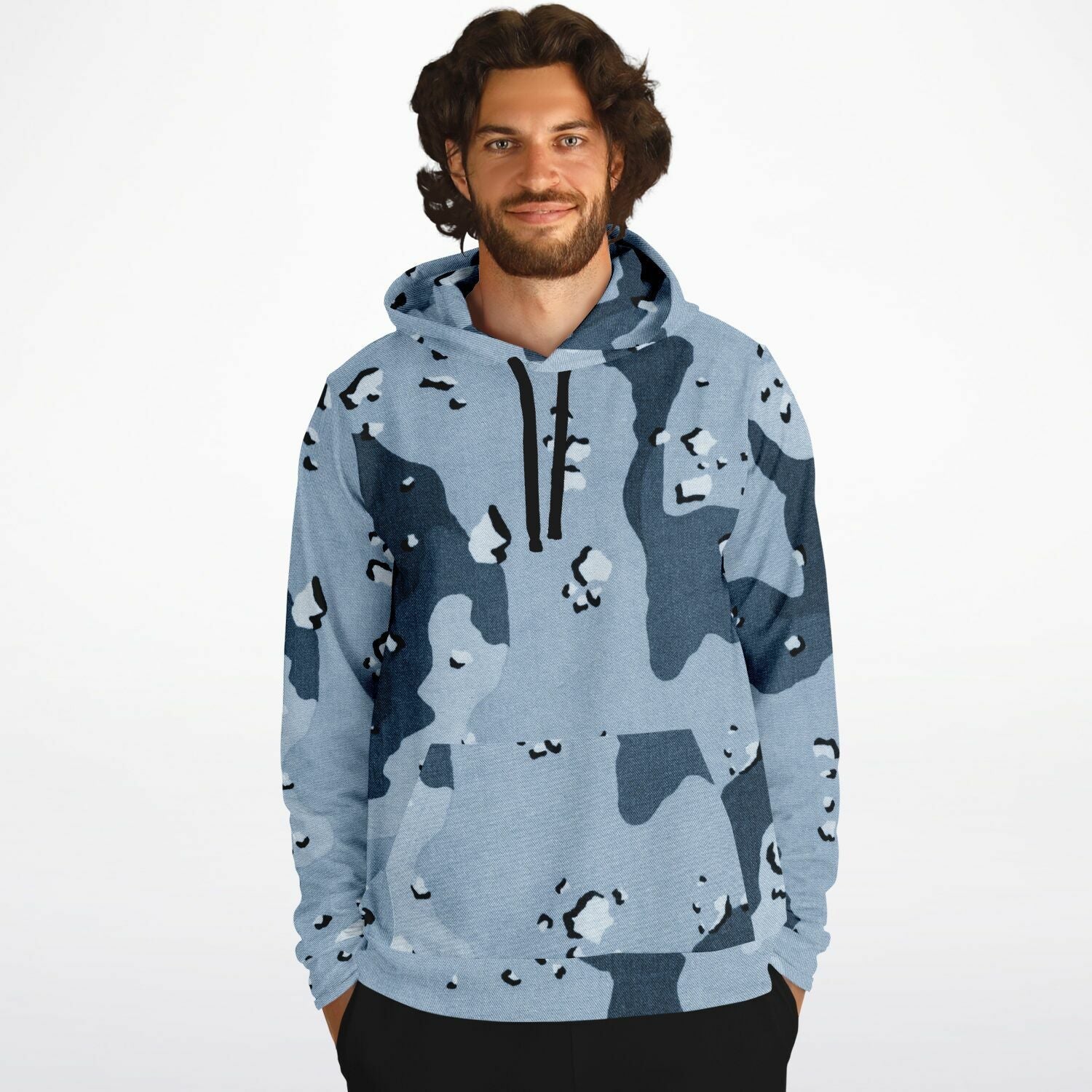 Navy Camouflage Hoodie | Fabric Style Print | Camo Colors