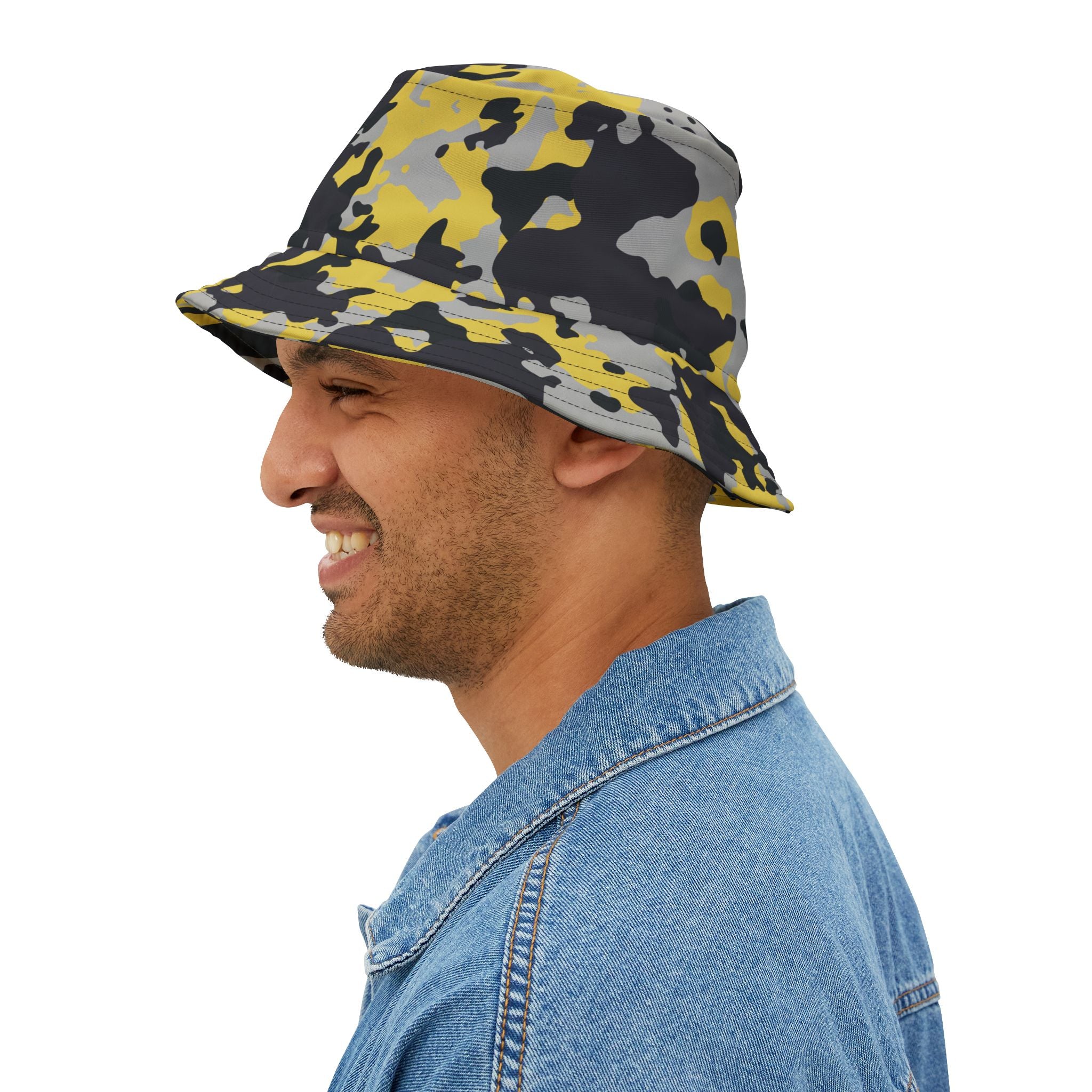 Camo Bucket Hat | Yellow, Black, and Silver Camouflage Camo Colors