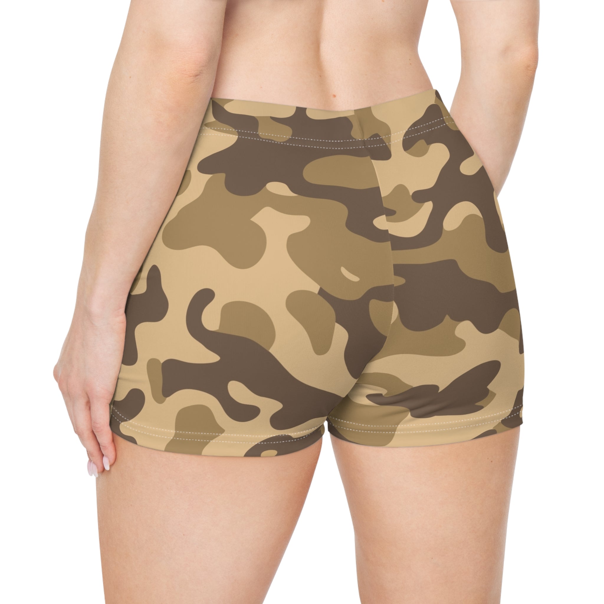Women's Camo Shorts | Tight Fit | Khaki Camouflage style Camo Colors