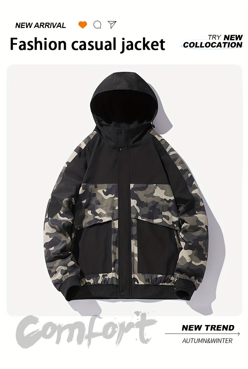 Camo Graphic Fleece Jacket | Men's Casual Hooded Winter Coat Camo Colors