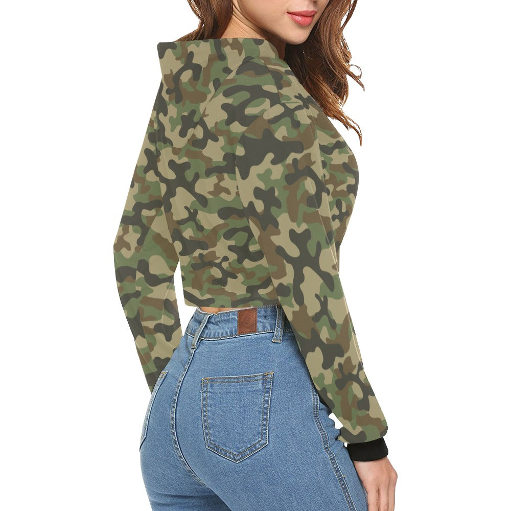 Cropped Camo Hoodie | Regular Fit | Military Brown Camouflage Camo Colors