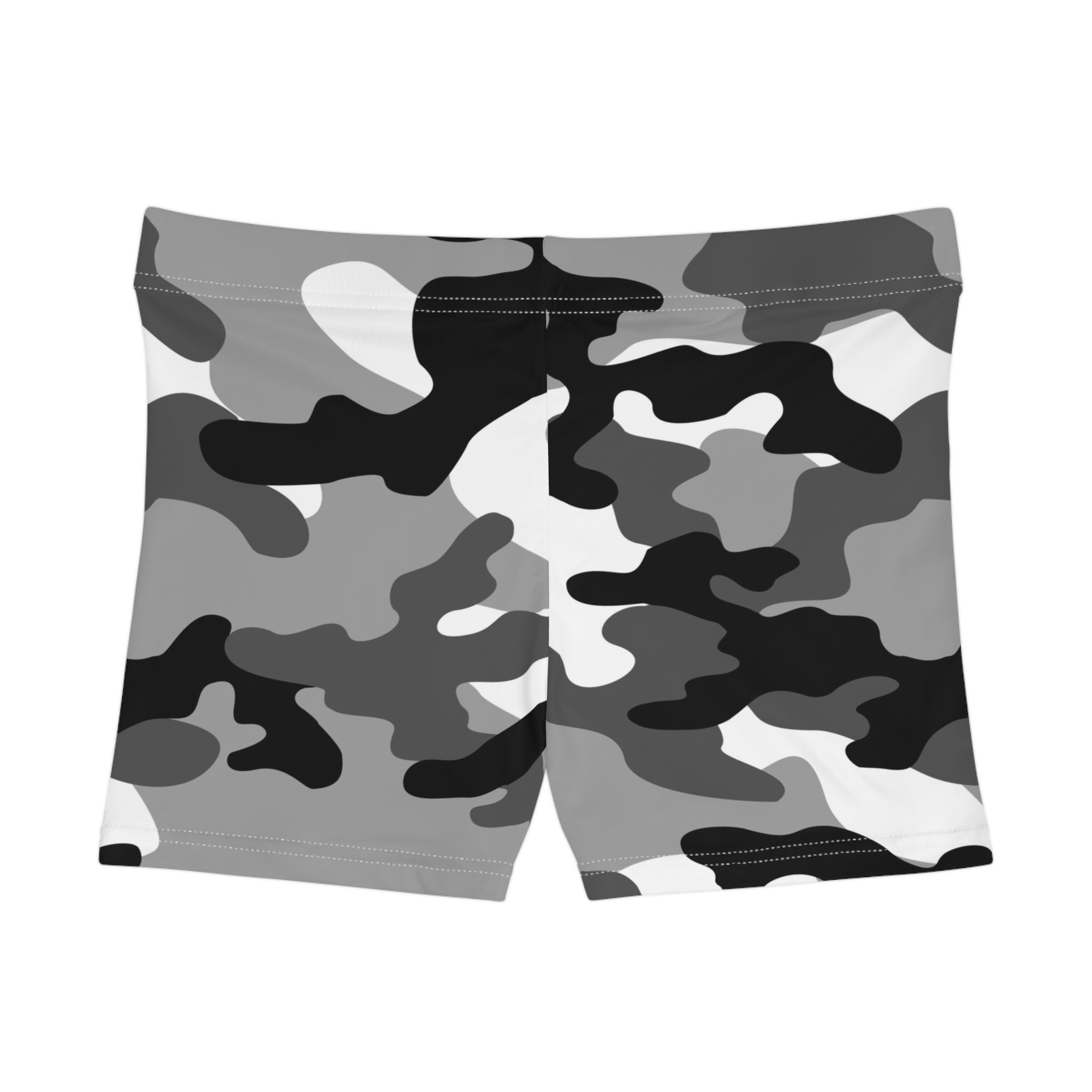 Women's Camo Shorts | Tight Fit | Gray, Black, and White Camo Colors