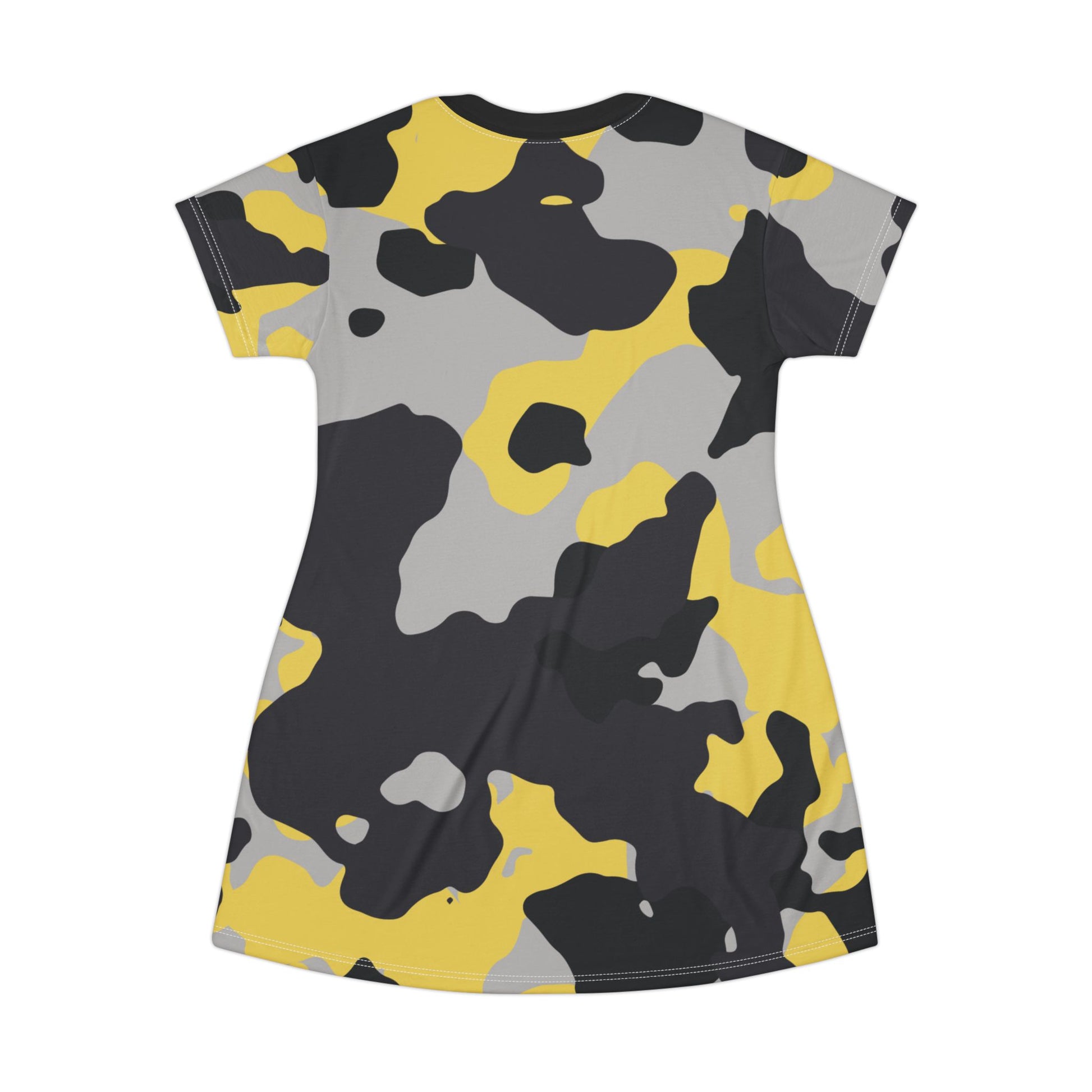 Camo T-Shirt Dress | Yellow, Black, and Silver Camouflage Camo Colors