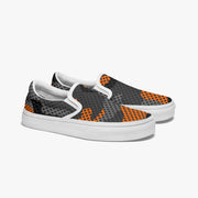 Camo Slip-On Shoes | Orange & Black Pixel Camouflage Camo Colors