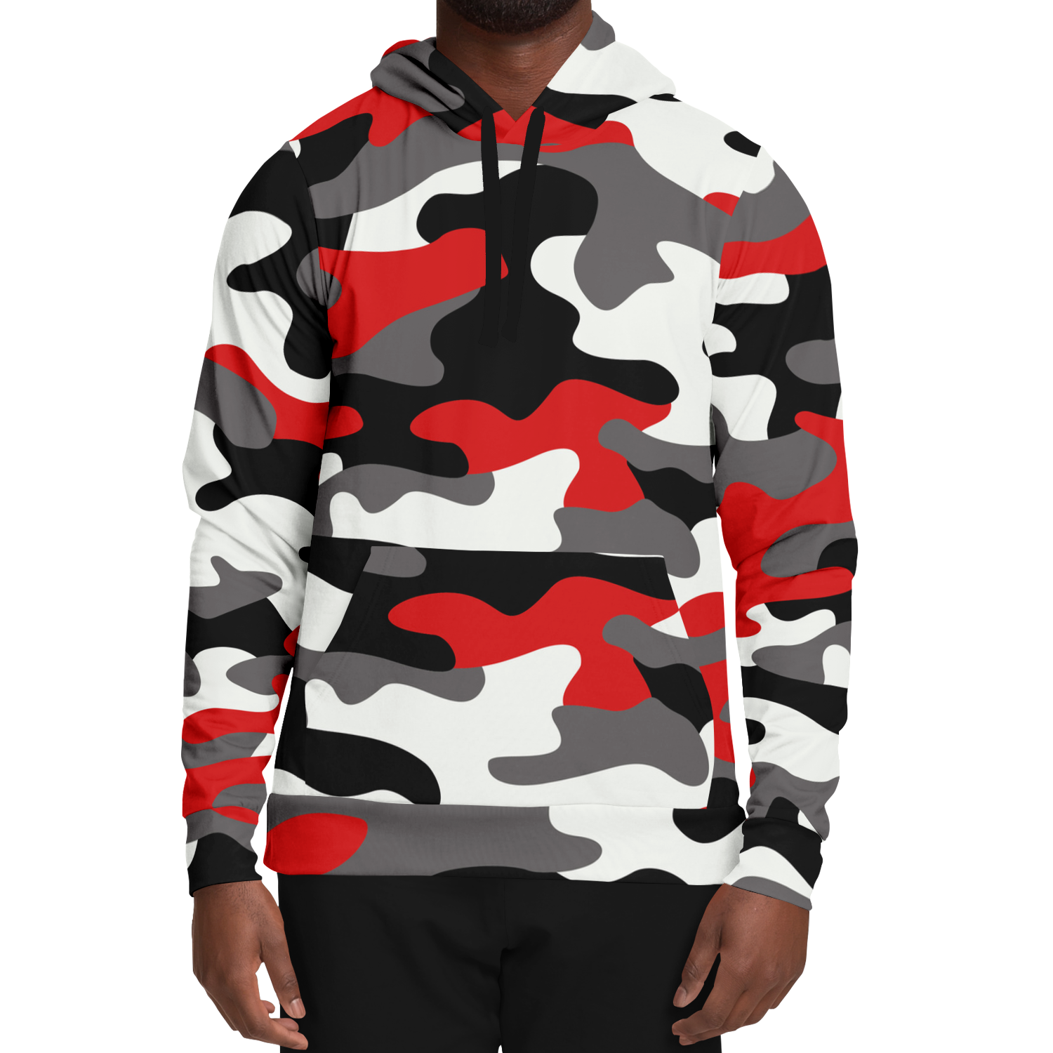 Camo Hoodie | Red, Black, and White Pullover Camo Colors