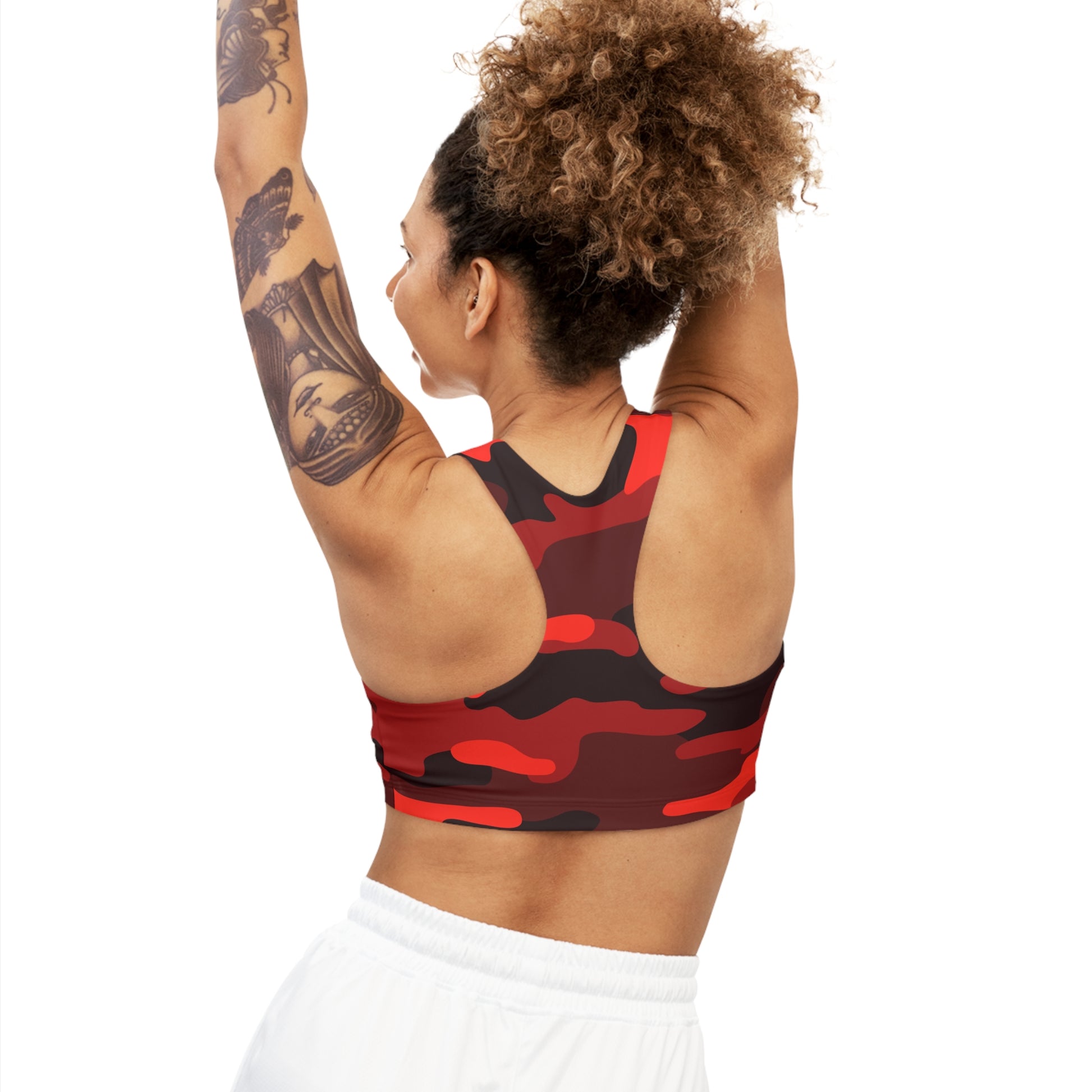 Camo Bra | Scarlet Red & Black Sports Camouflage Camo Colors