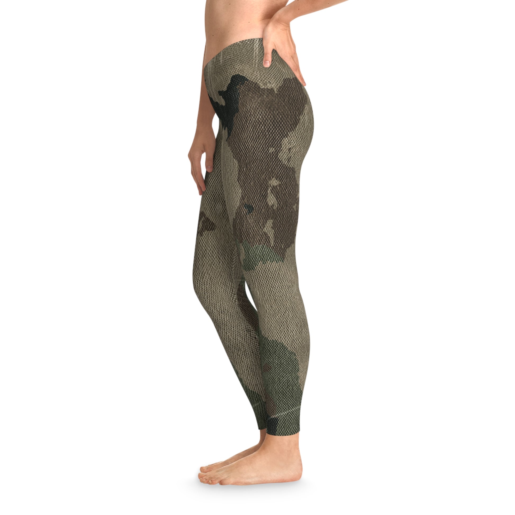 Dirty Brown Camo Leggings For Women | Mid Waist Fit Camo Colors