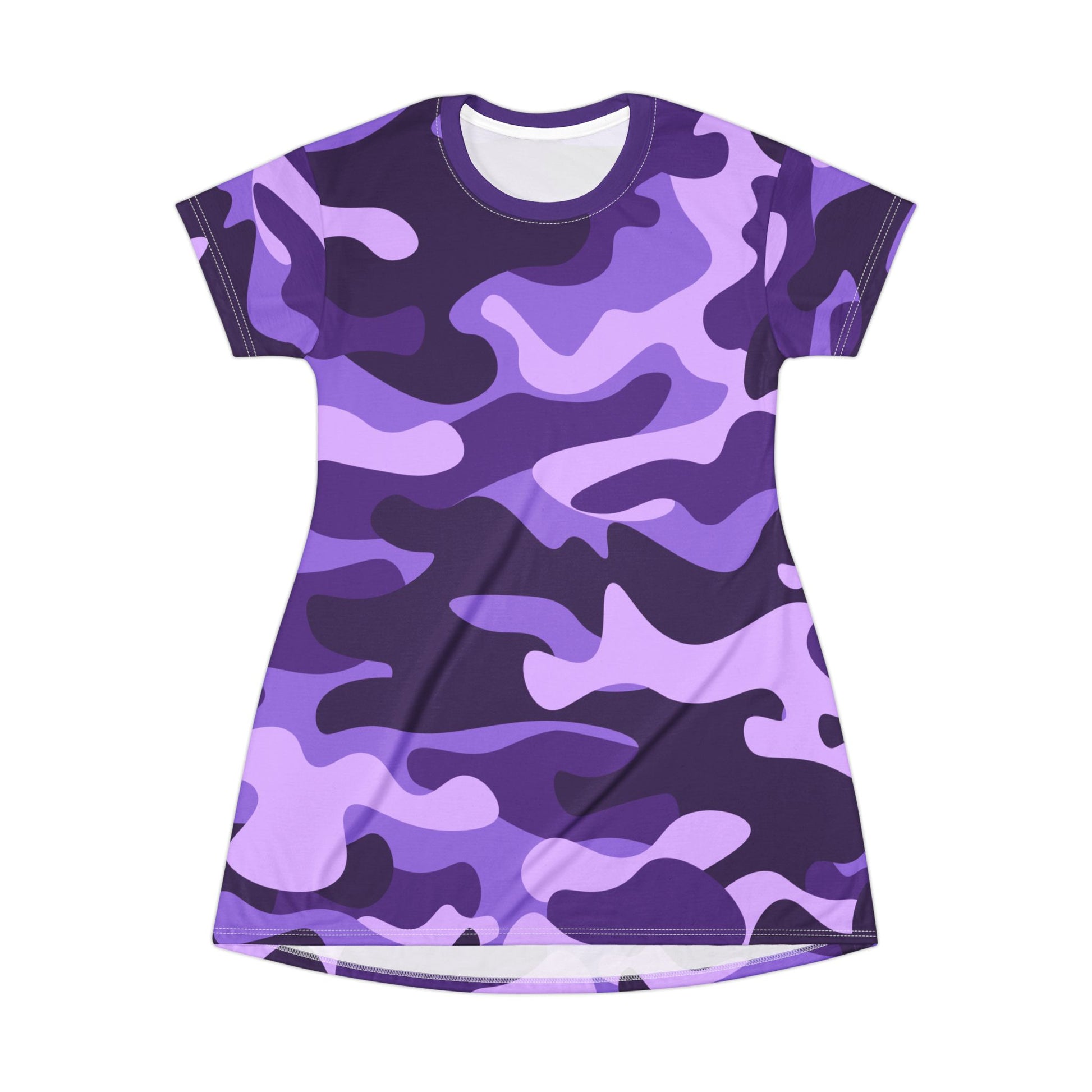 Camo T-Shirt Dress | Purple, Blue, and Mauve Camouflage Camo Colors
