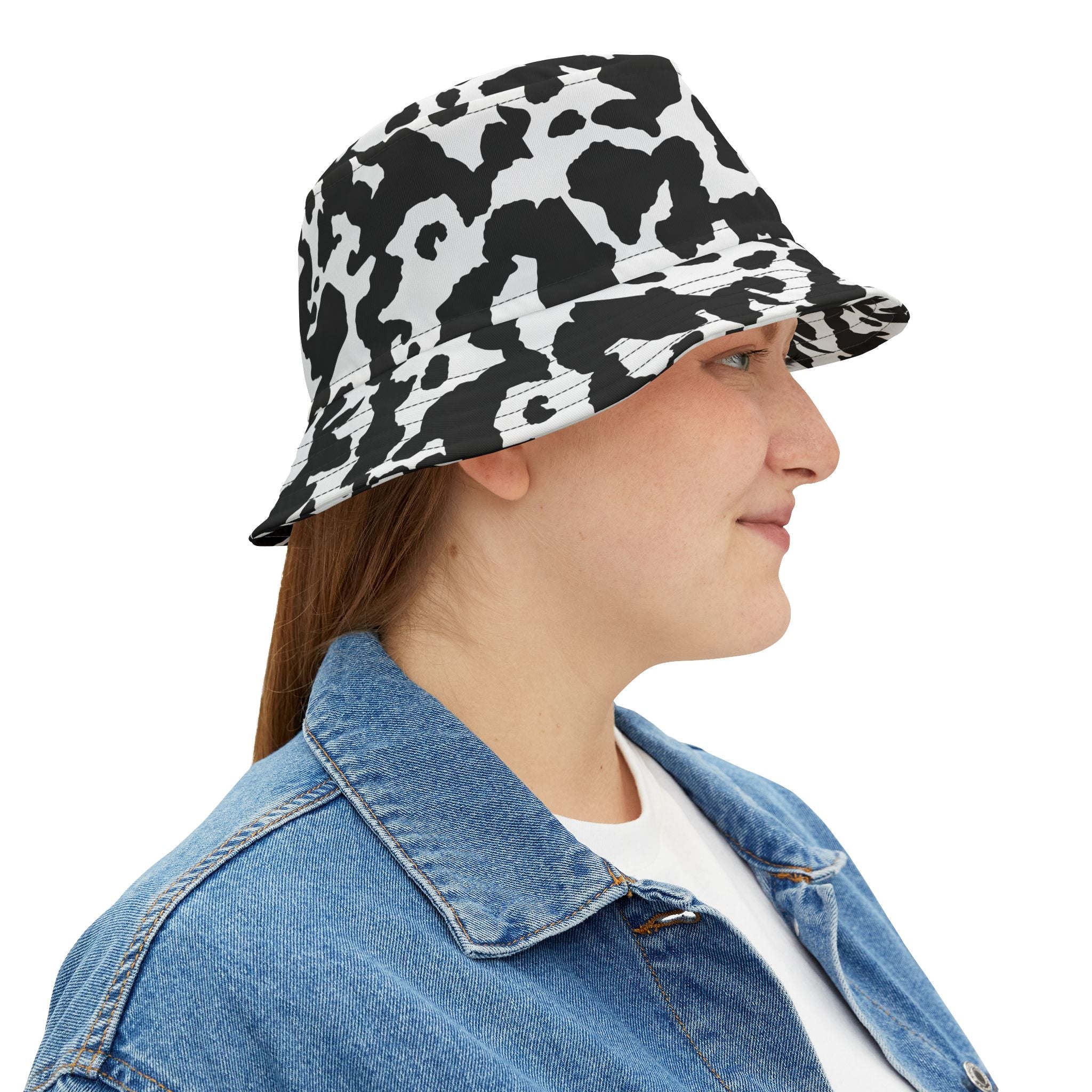 Camo Bucket Hat | Black & White Cow Camouflage Camo Colors