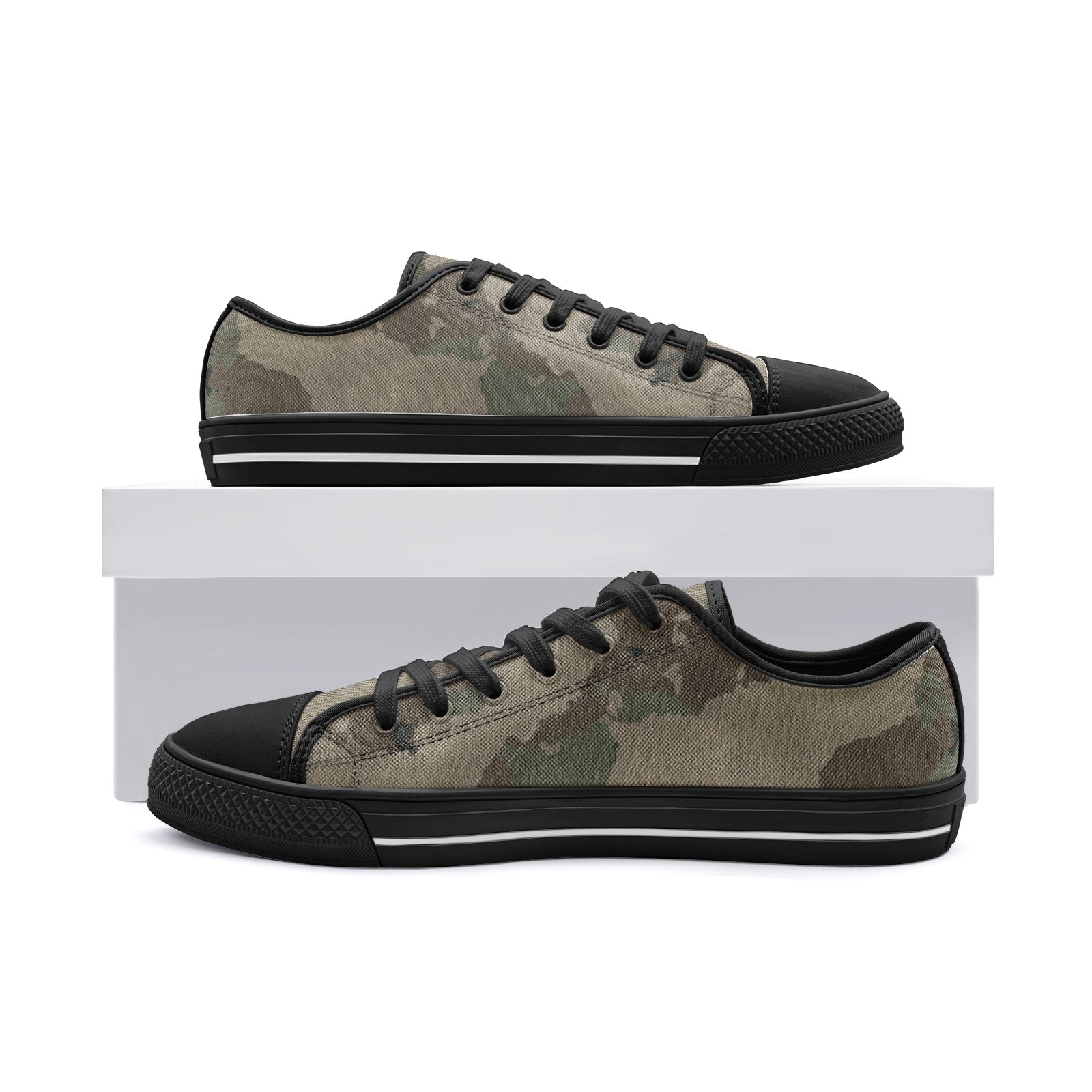 Camo Shoes | Low Top Canvas | Dirty Brown Camouflage Camo Colors