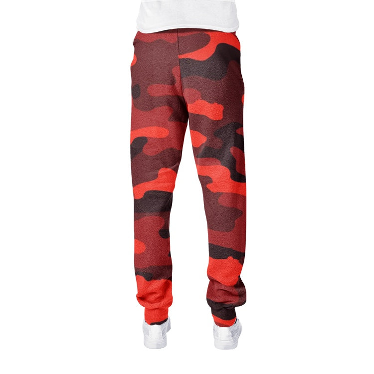 Men's Camo Track Pants | Scarlet Red & Black Camo Colors