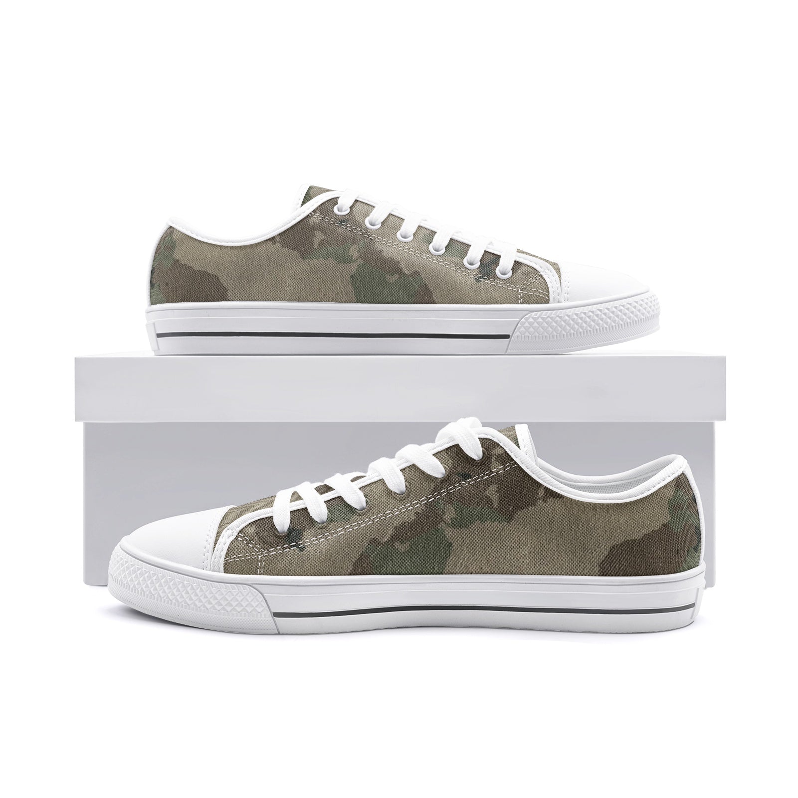 Camo Shoes | Low Top Canvas | Dirty Brown Camouflage Camo Colors