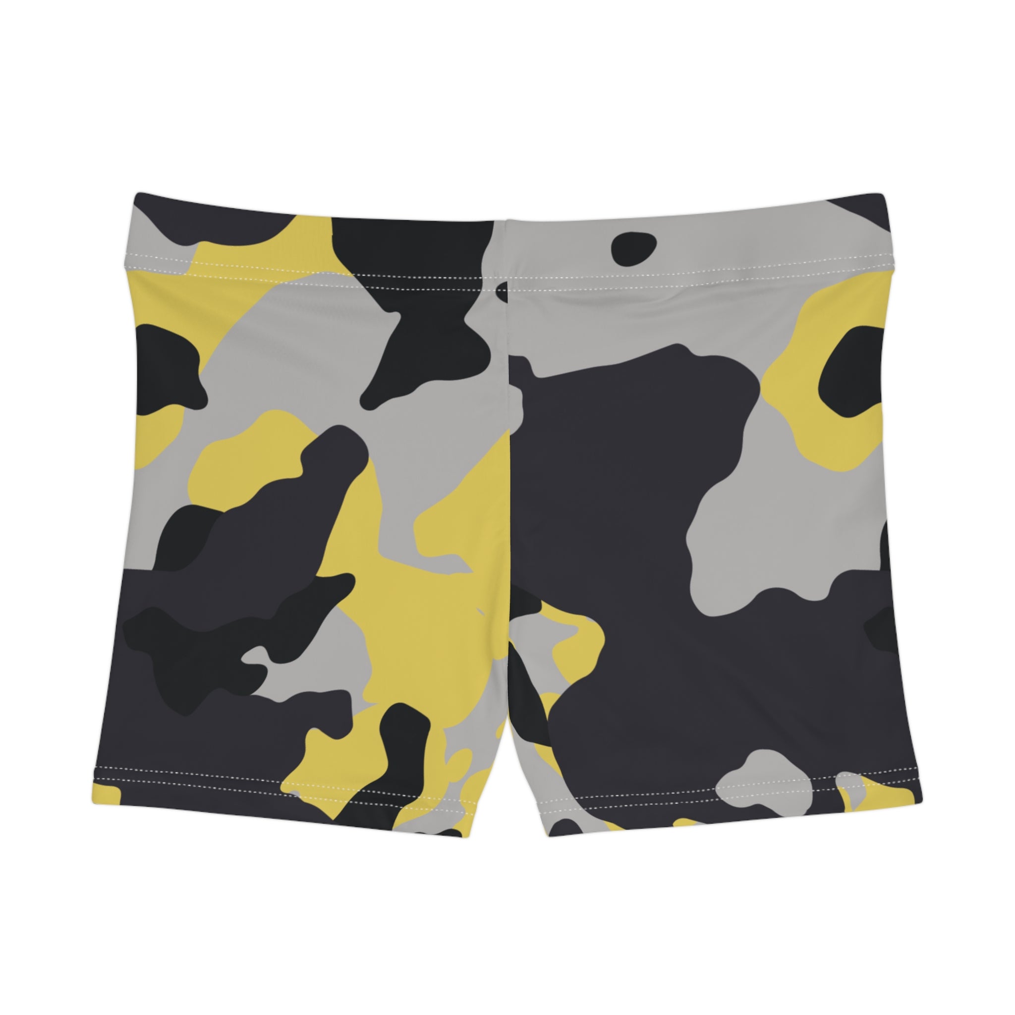 Women's Camo Shorts | Tight Fit | Yellow, Black, and Silver design Camo Colors