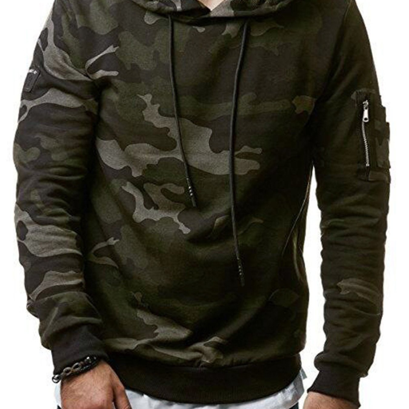 Men's Camouflage Hooded Sweater | Green or Grey | Camo Colors