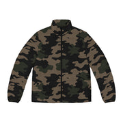 Camo Puffer Jacket For Men | Dark Jungle Green & Black Camo Colors