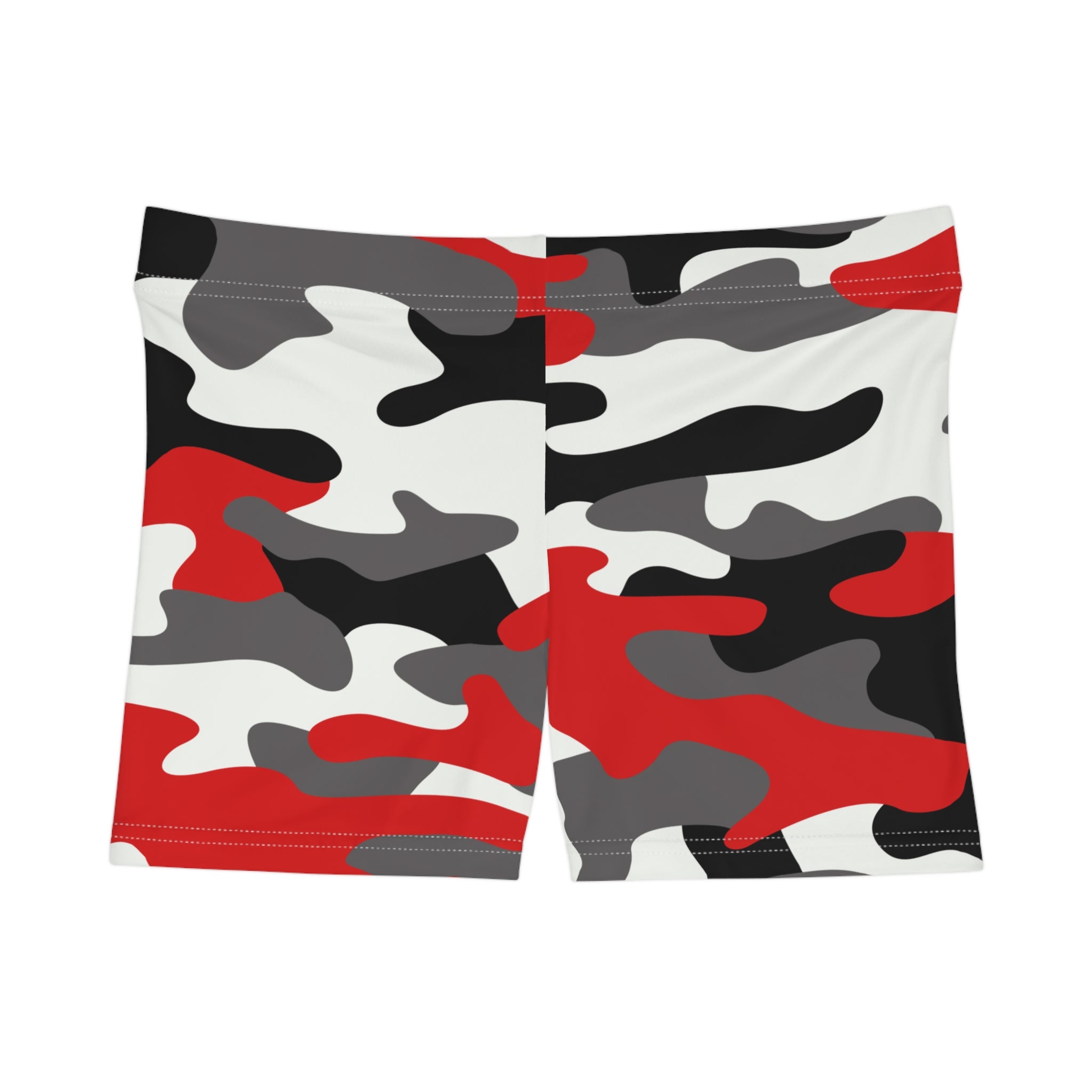 Women's Camo Shorts | Tight Fit | Red, Black, and White style Camo Colors