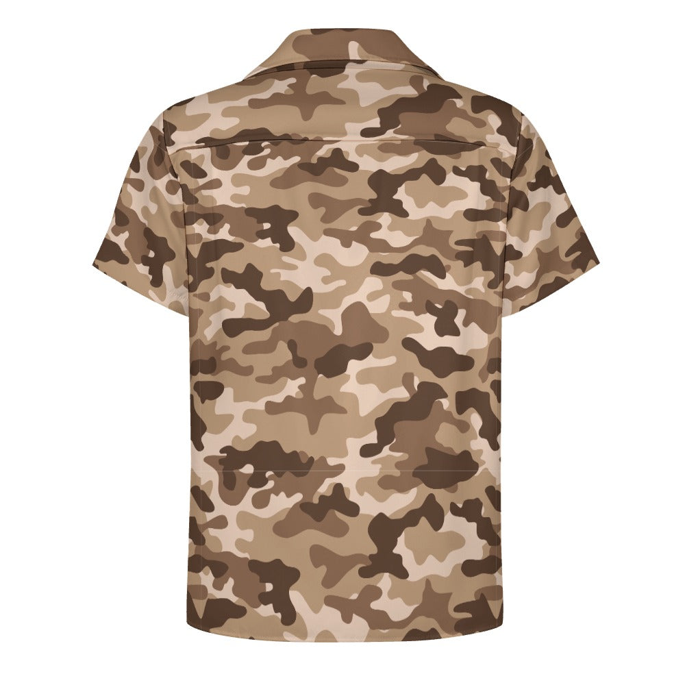 Men's Camo Shirt in Shades of Brown | Cuban Collar Design | Camo Colors