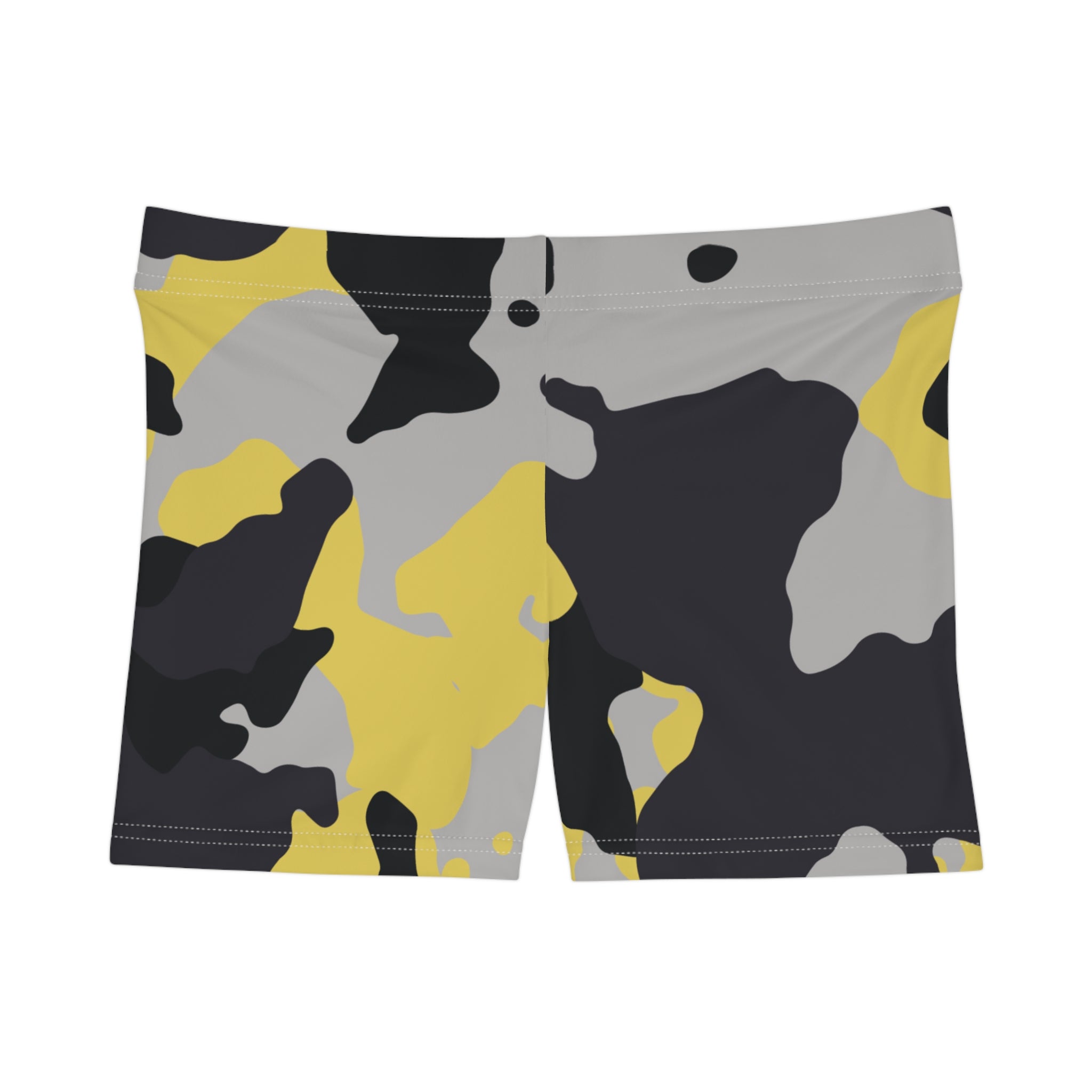 Women's Camo Shorts | Tight Fit | Yellow, Black, and Silver design Camo Colors