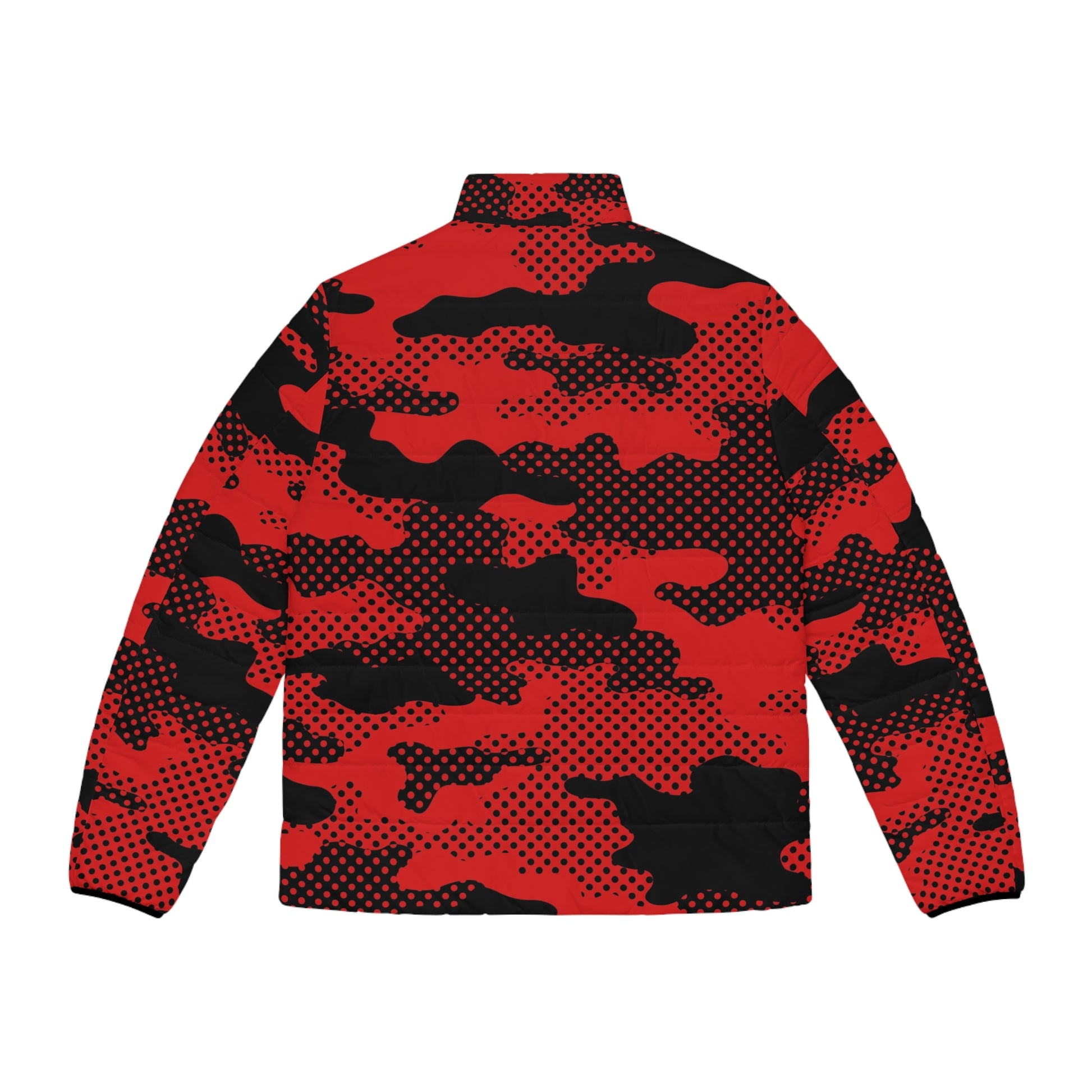 Red Camo Puffer Jacket For Men | Pixel Camouflage Camo Colors