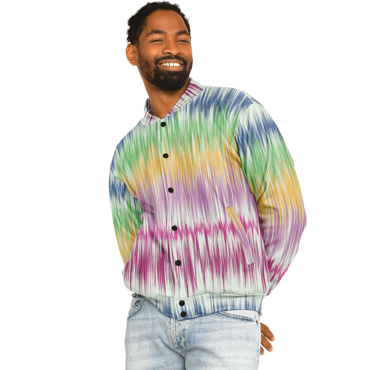 Baseball Jacket in Washed Digital Watercolor | Boho Camouflage Camo Colors