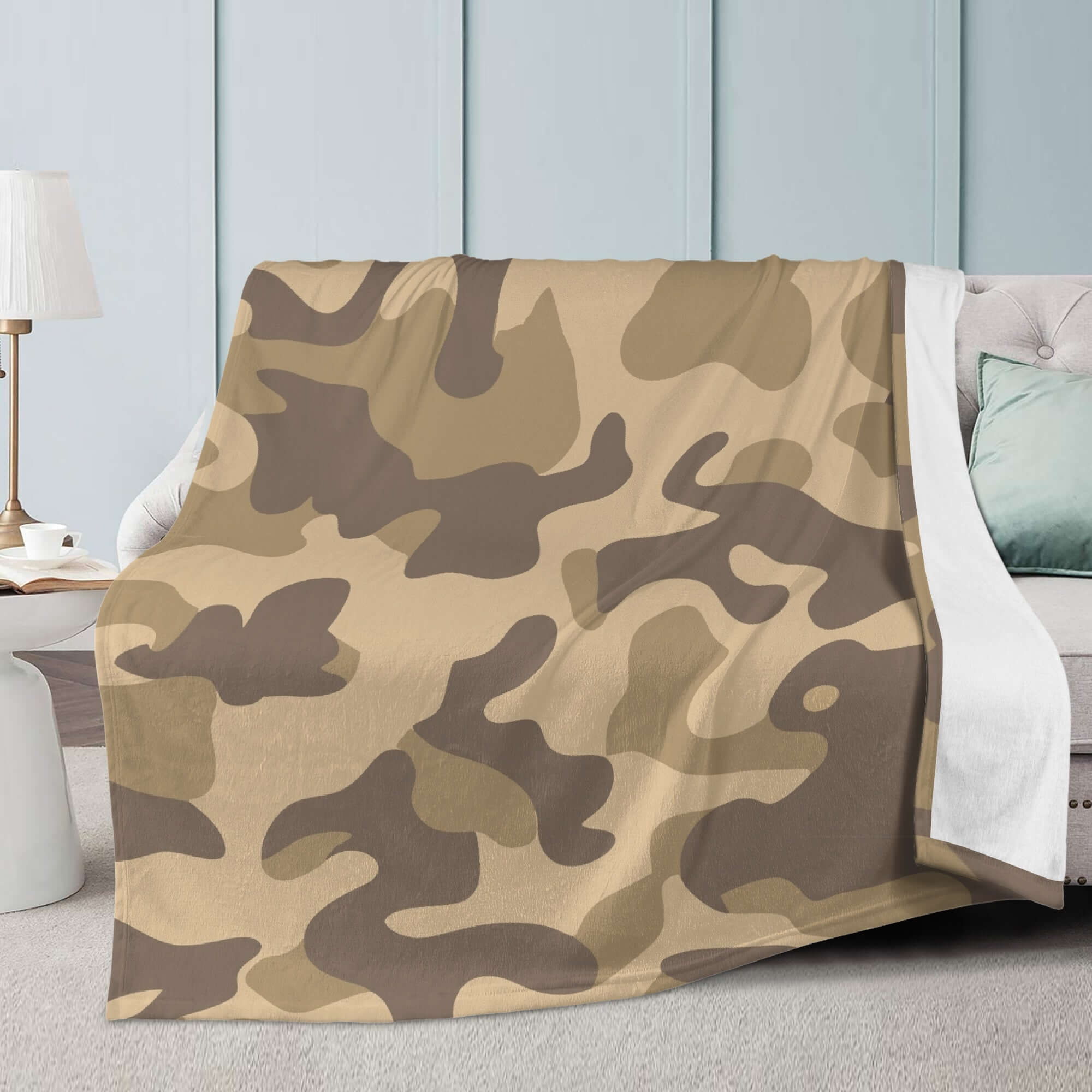Double-sided Stitched Blanket | Khaki Camouflage Camo Colors