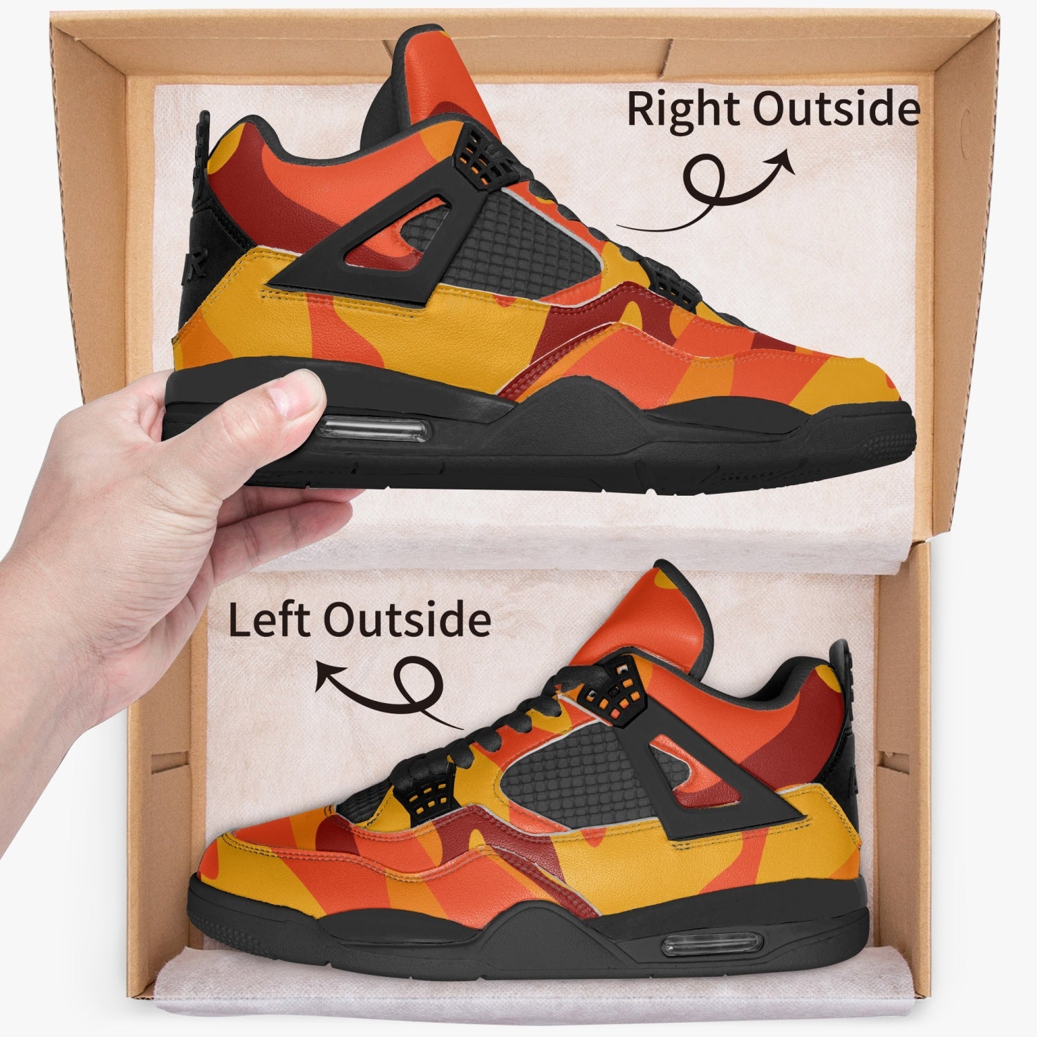 Camo Jordans AJ4 | Orange and Red Camo Colors