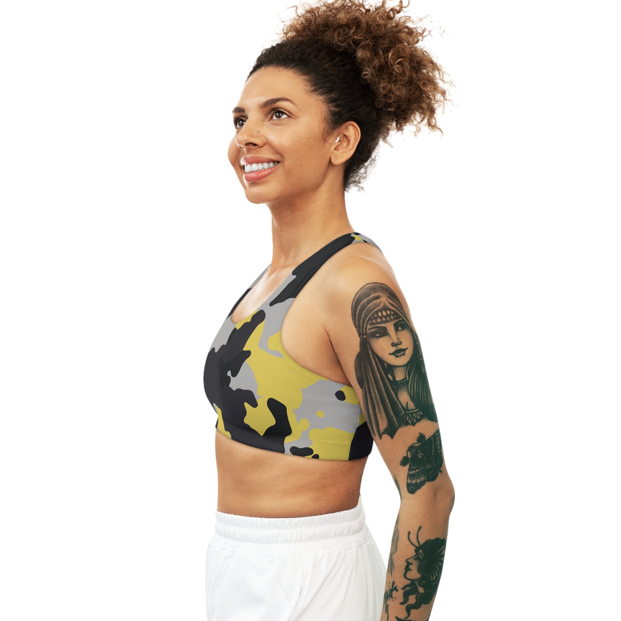 Camo Bra | Yellow, Black, and Silver Sports Camouflage Camo Colors
