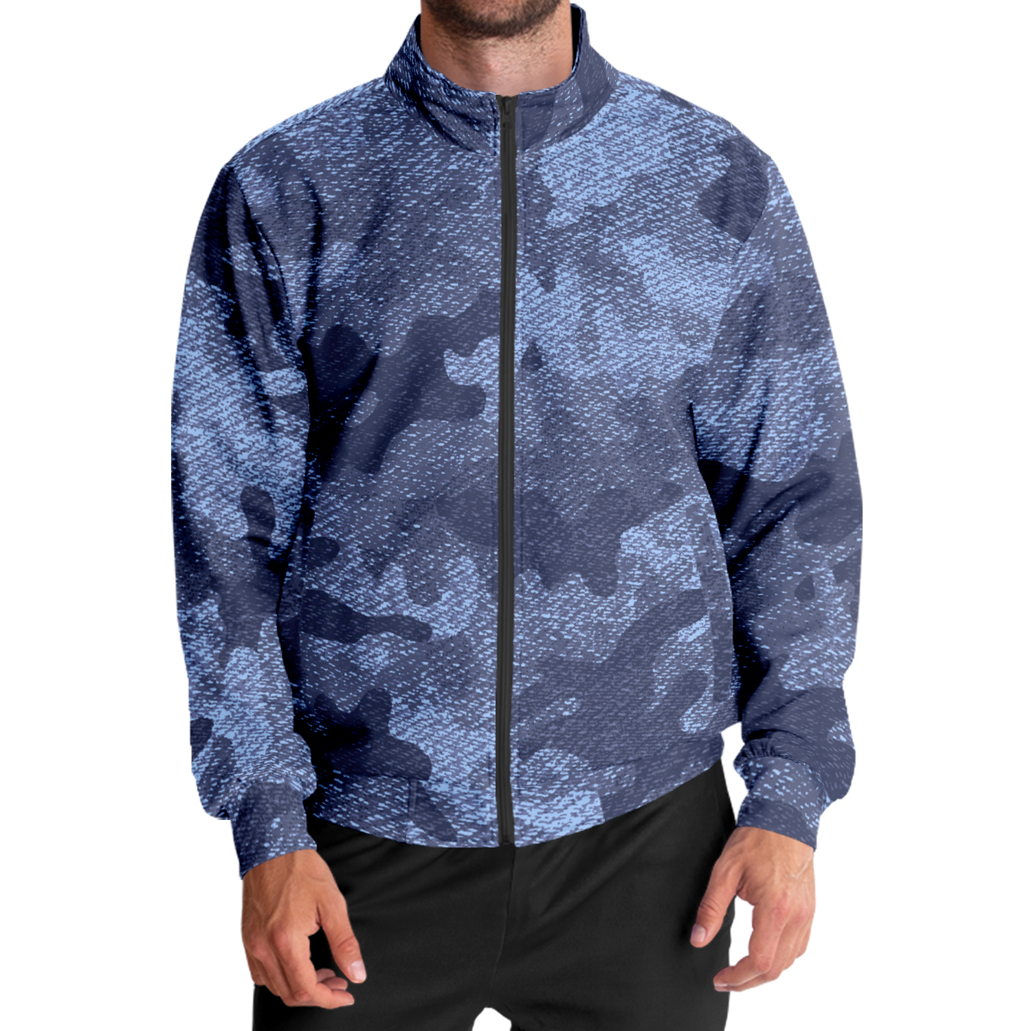 Camo Track Jacket | Denim Blue Camouflage Camo Colors