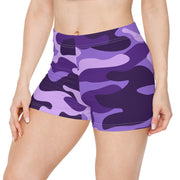 Women's Camo Shorts | Tight Fit | Purple, Blue and Mauve style Camo Colors
