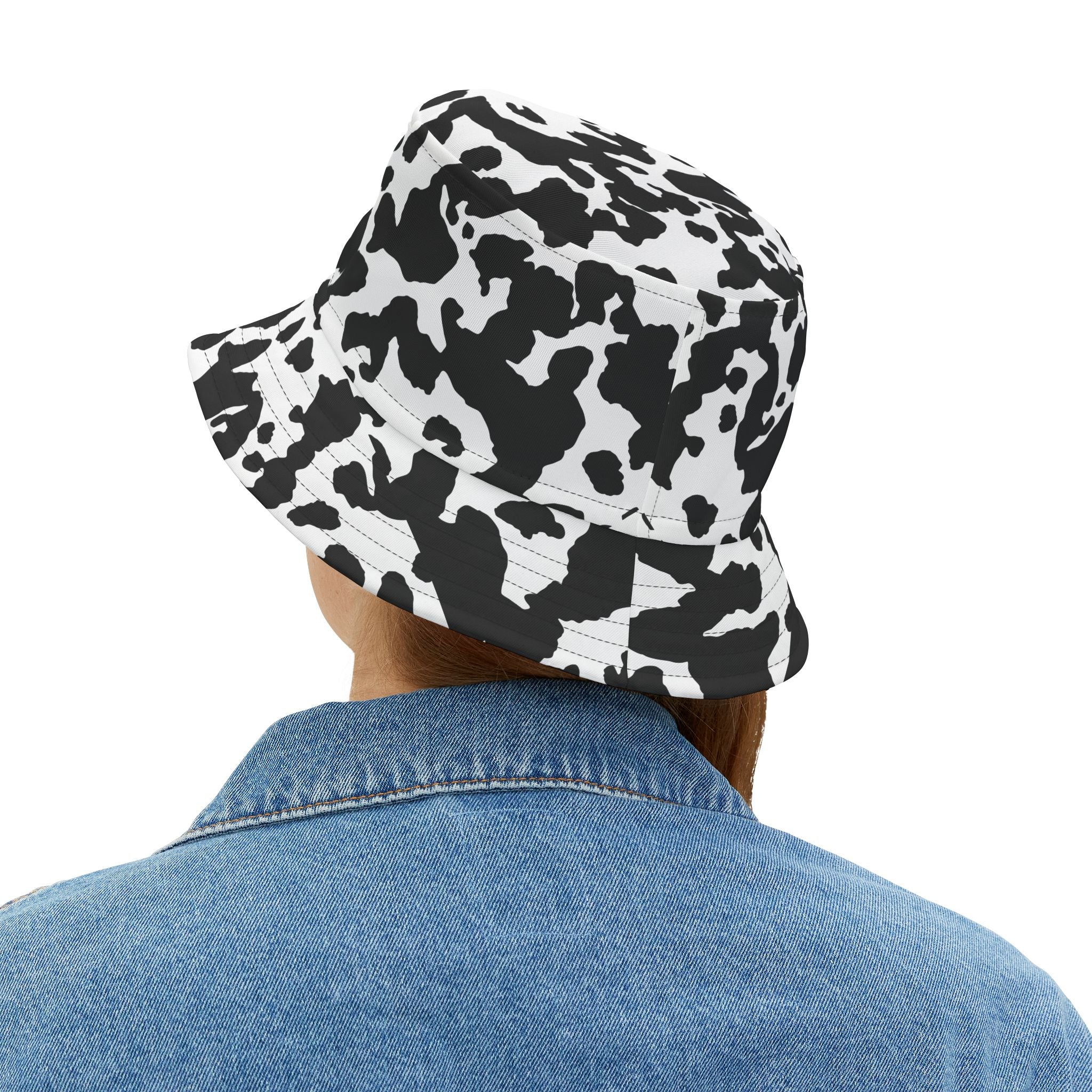 Camo Bucket Hat | Black & White Cow Camouflage Camo Colors