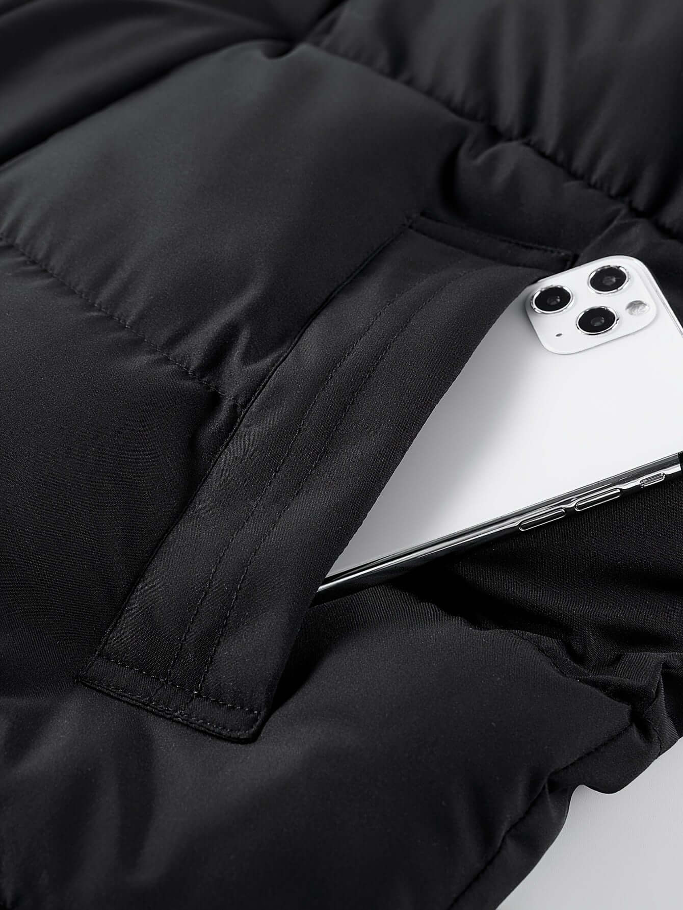 Men's Fleece-Lined Hooded Vest | Stylish Black and Camo Collar Camo Colors