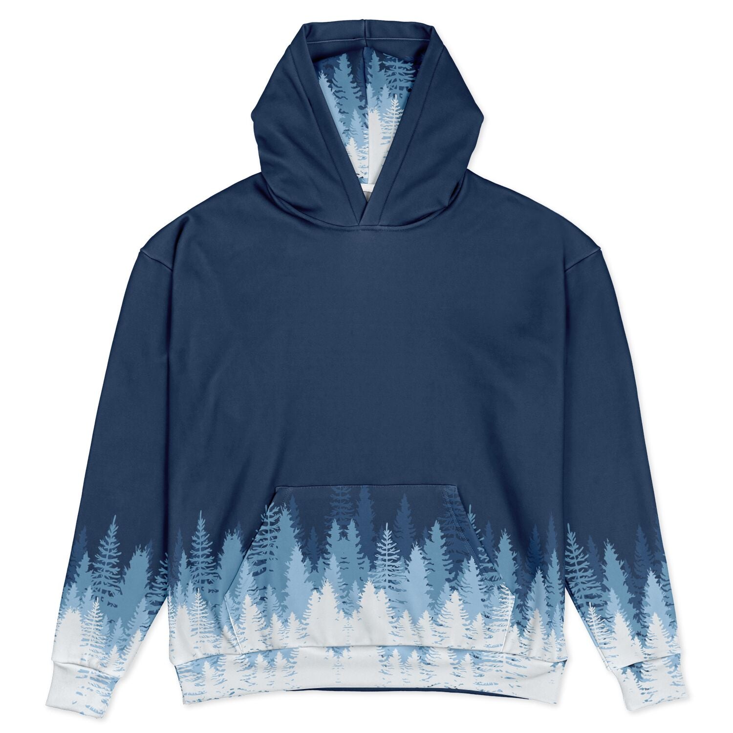 Heavyweight Oversized Hoodie | Blue & White Winter Forest | Camo Colors