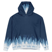 Heavyweight Oversized Hoodie | Blue & White Winter Forest | Camo Colors