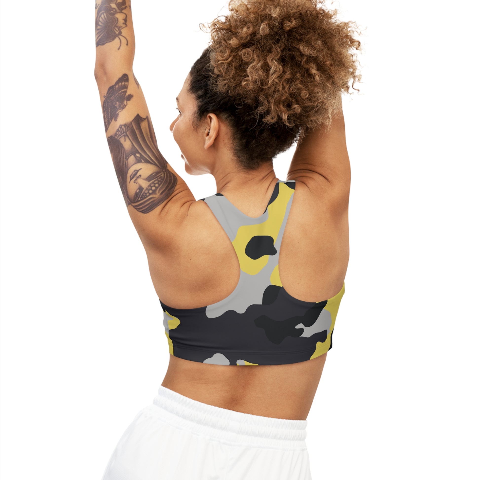 Camo Bra | Yellow, Black, and Silver Sports Camouflage Camo Colors