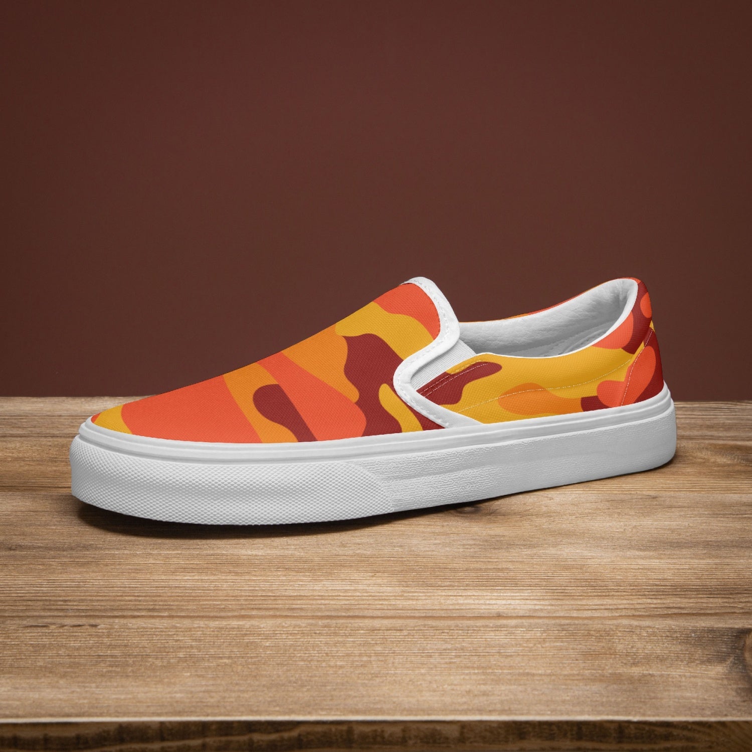 Camo Slip-On Shoes | Orange and Red Camouflage Camo Colors