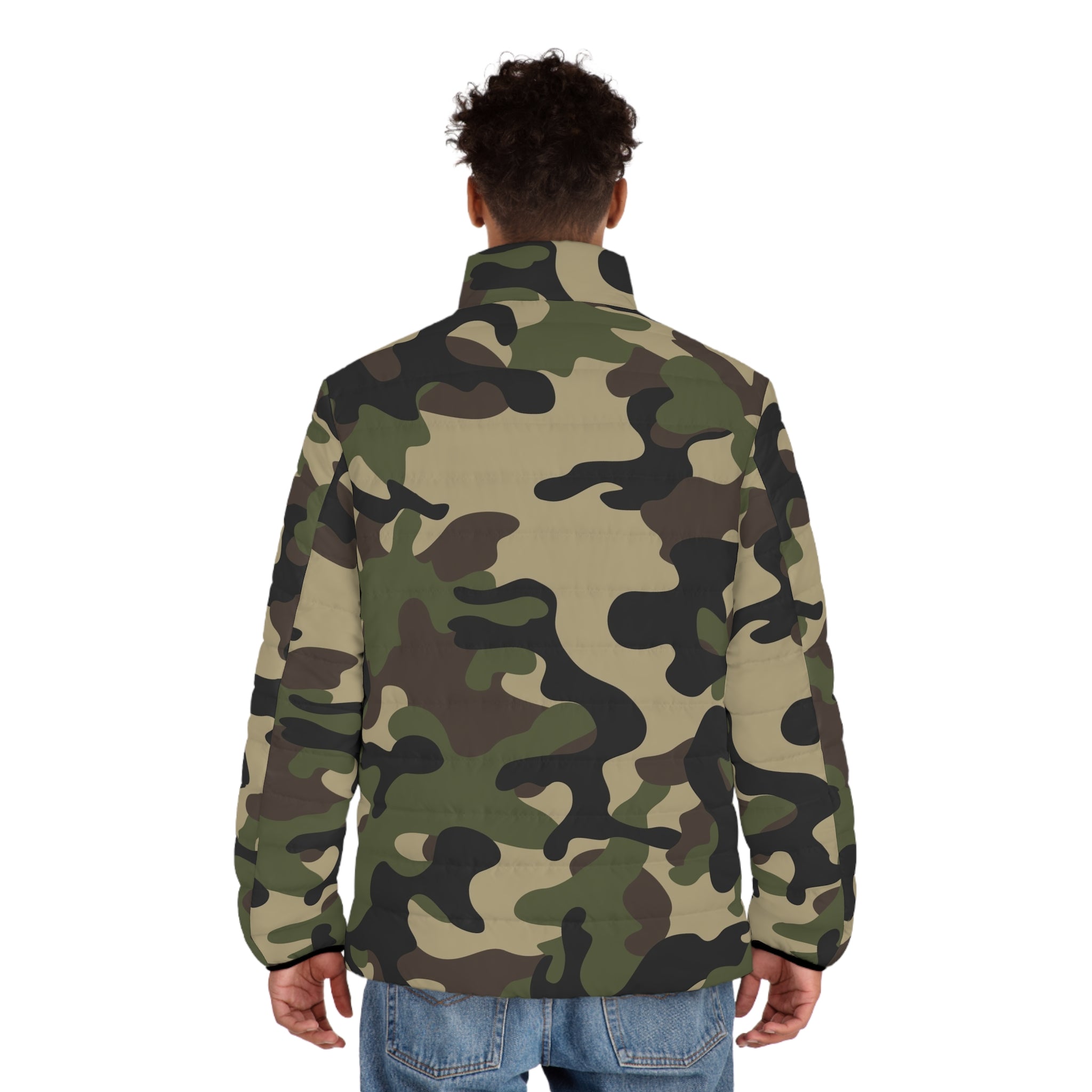 Brown Camo Puffer Jacket | Classic Military Camouflage Style Camo Colors