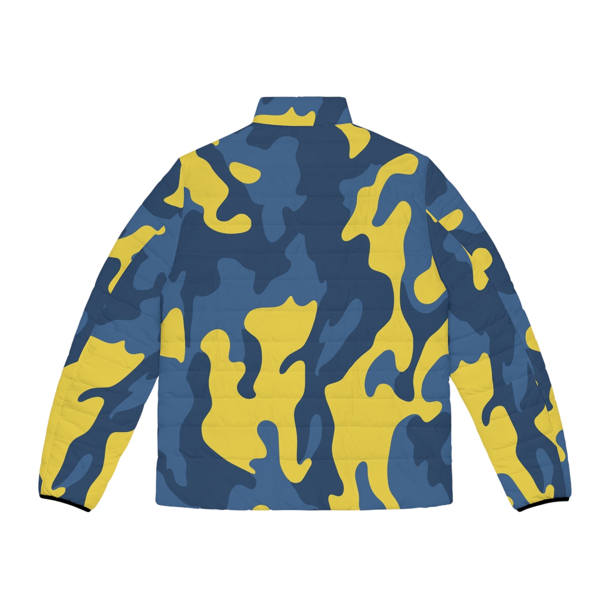 Camo Puffer Jacket For Men | Blue and Yellow Camo Colors