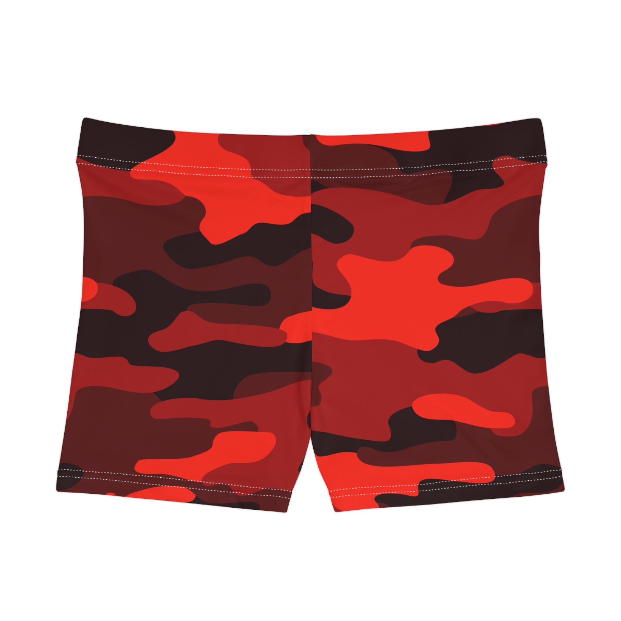 Women's Camo Shorts | Tight Fit | Scarlet Red & Black style Camo Colors